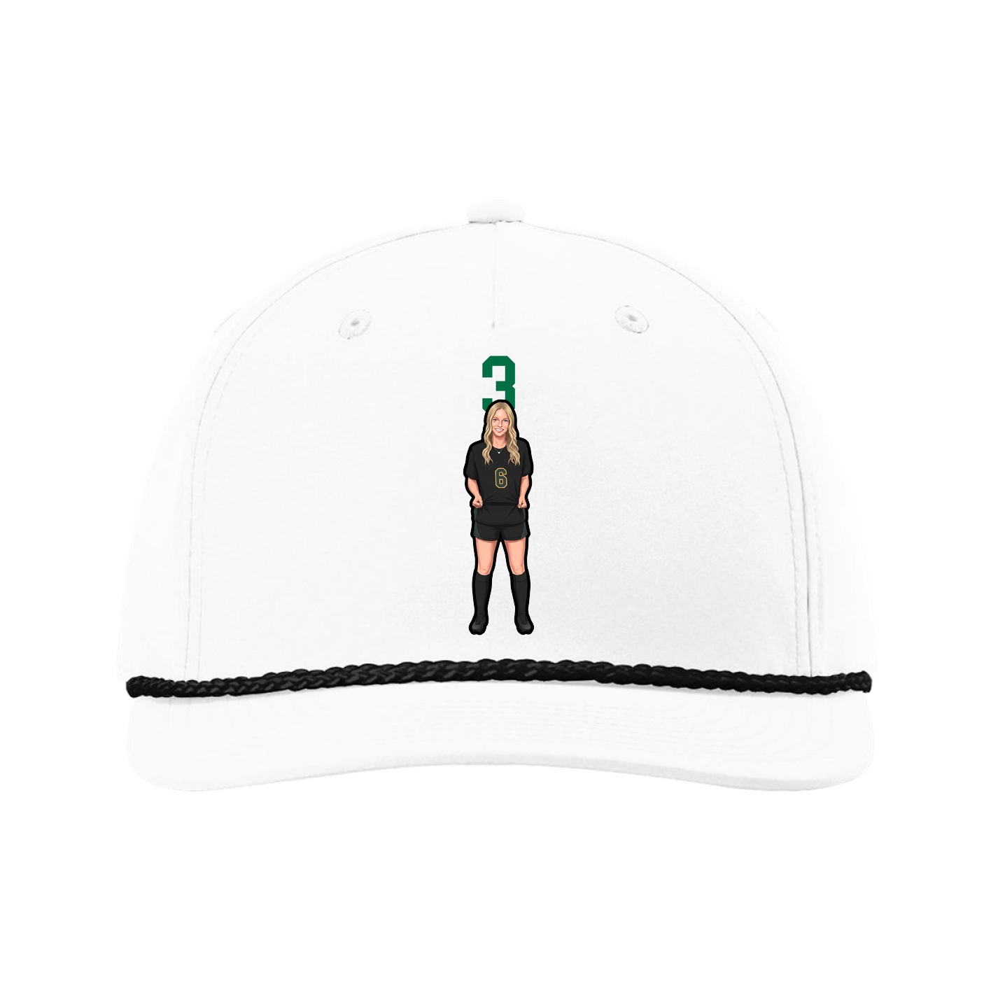 Five-Panel Classic Rope Cap — Number Top in White