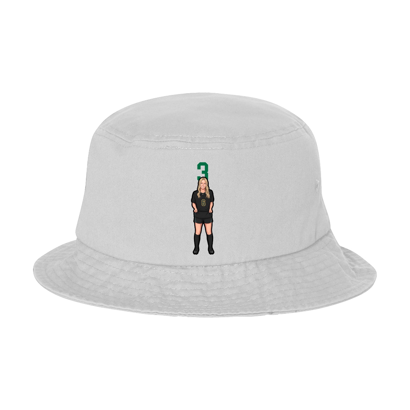 Bucket Cap — Number Top in White