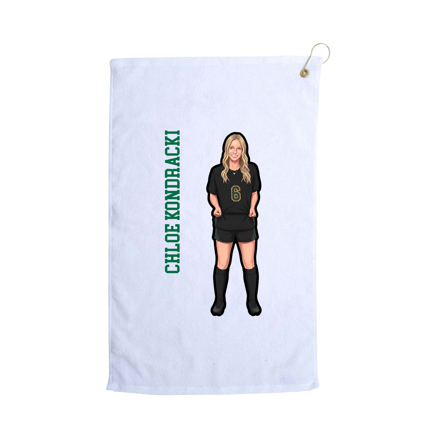 Golf Towel — Name Vertical in White