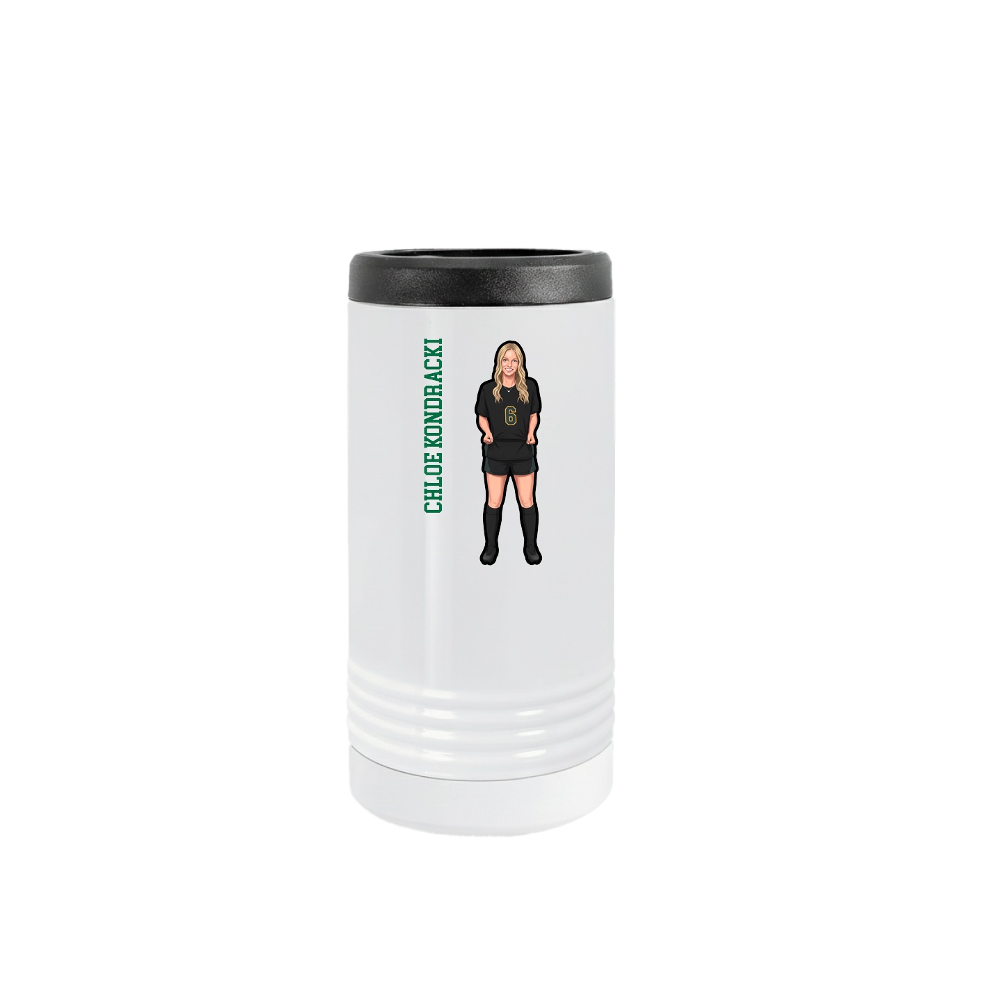 Slim Beverage Holder — Name Vertical in White