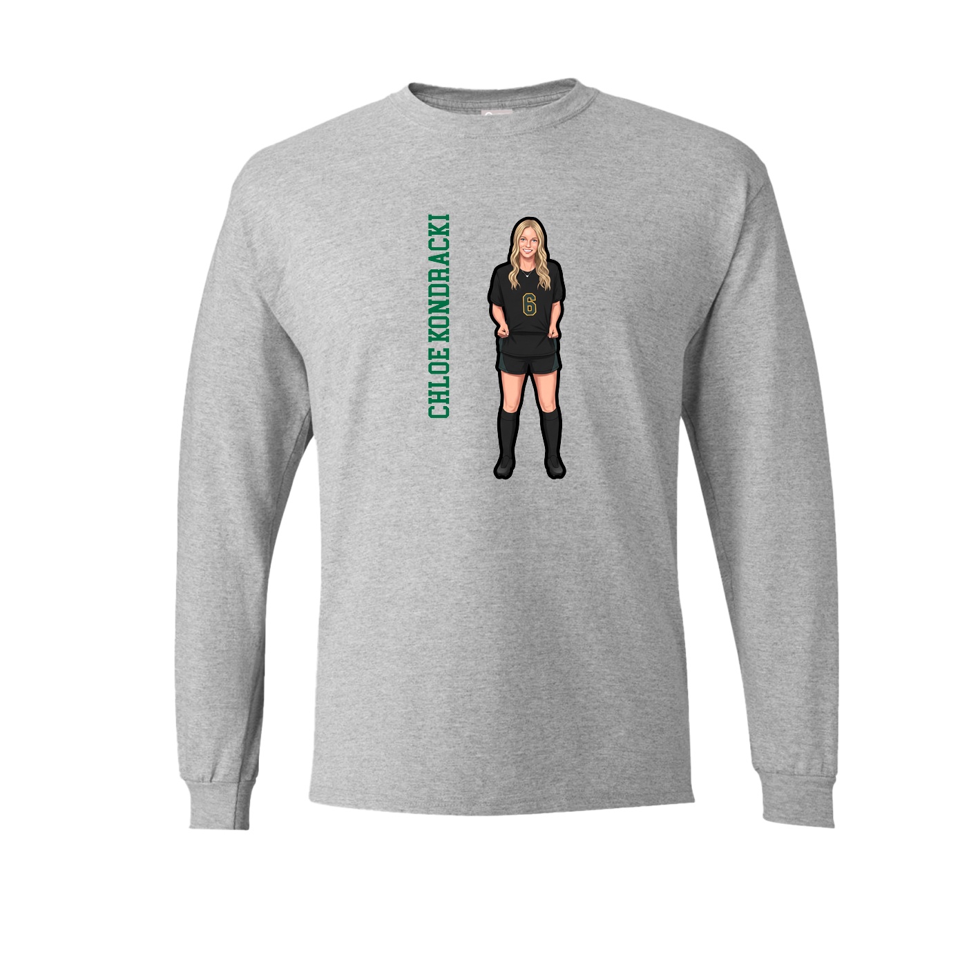 Long Sleeve Tee — Name Vertical in Grey