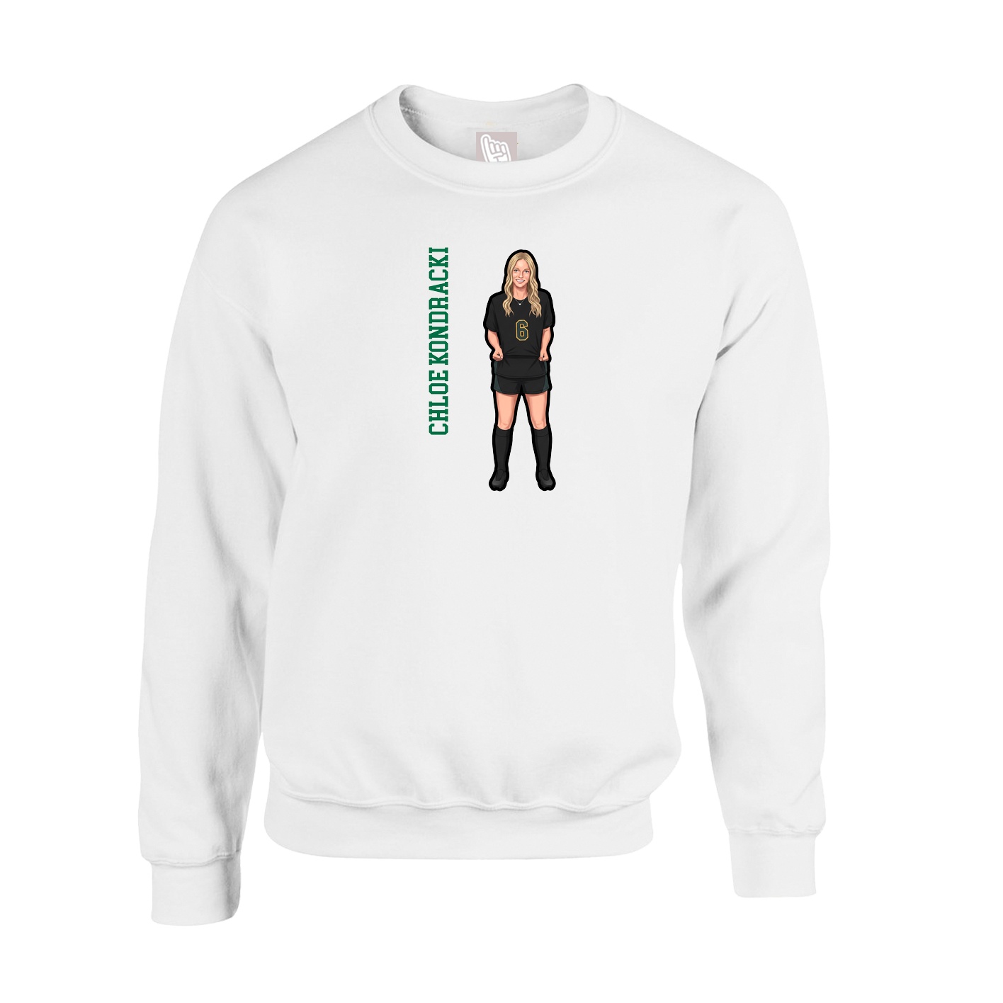 Fleece Crew — Name Vertical in White