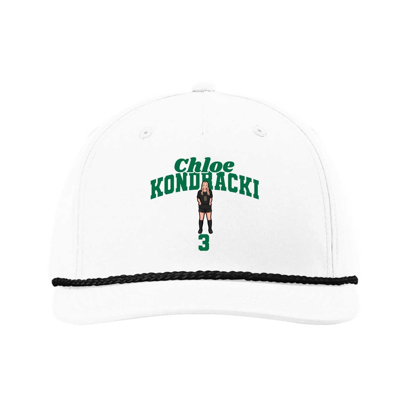 Five-Panel Classic Rope Cap — Signature Arch in White