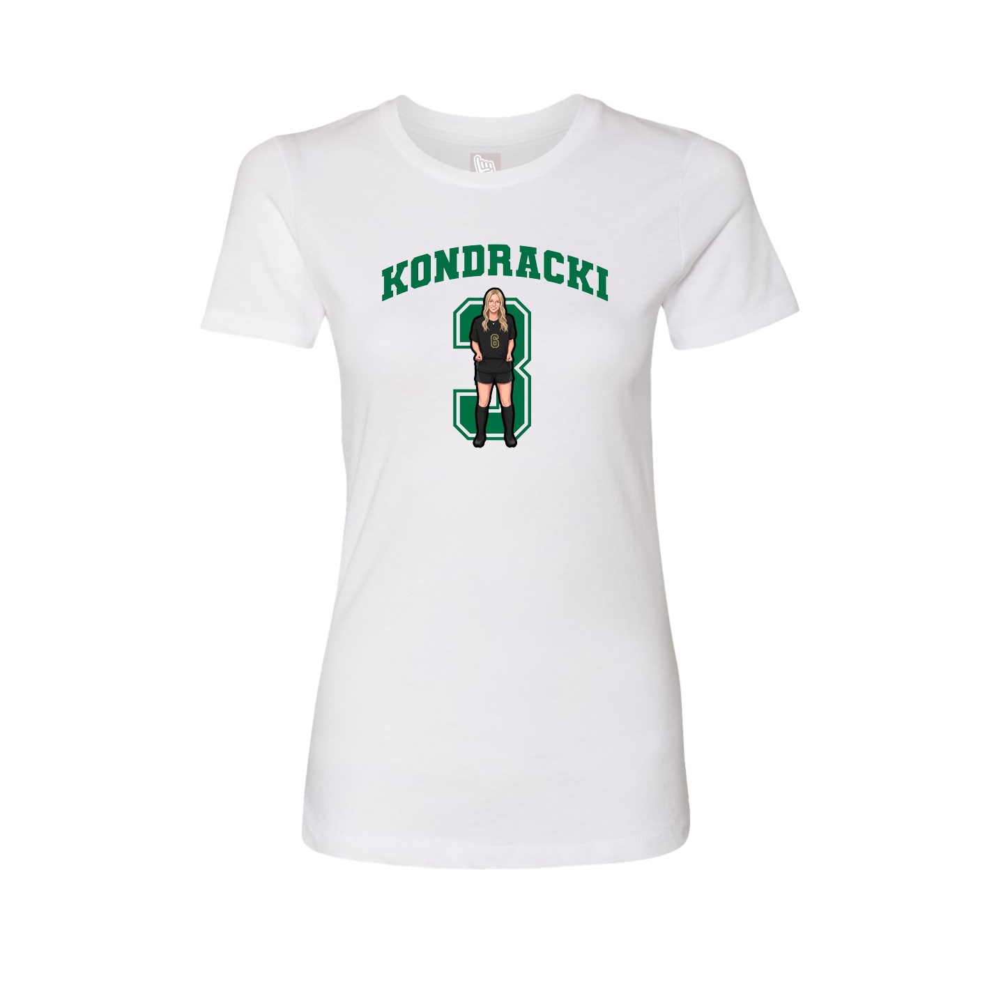 Fitted Women's Tee — Number in White