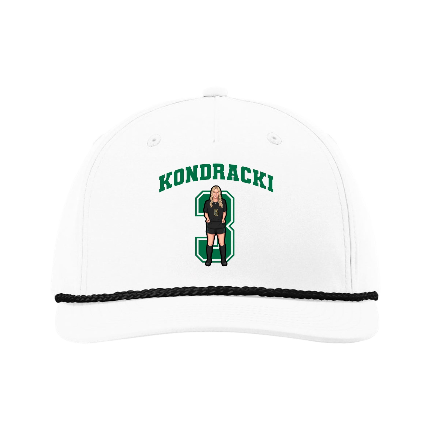 Five-Panel Classic Rope Cap — Number in White