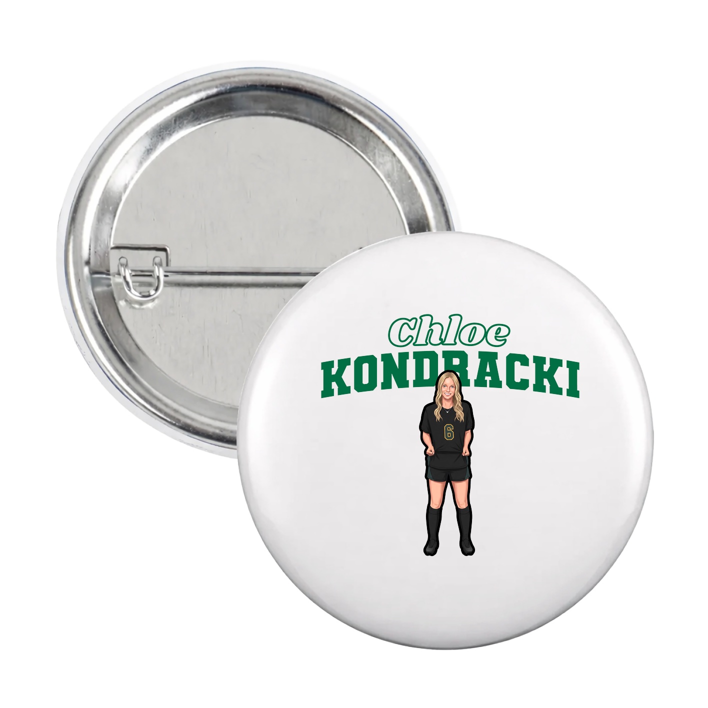 Game Day Button — Name Arch in White