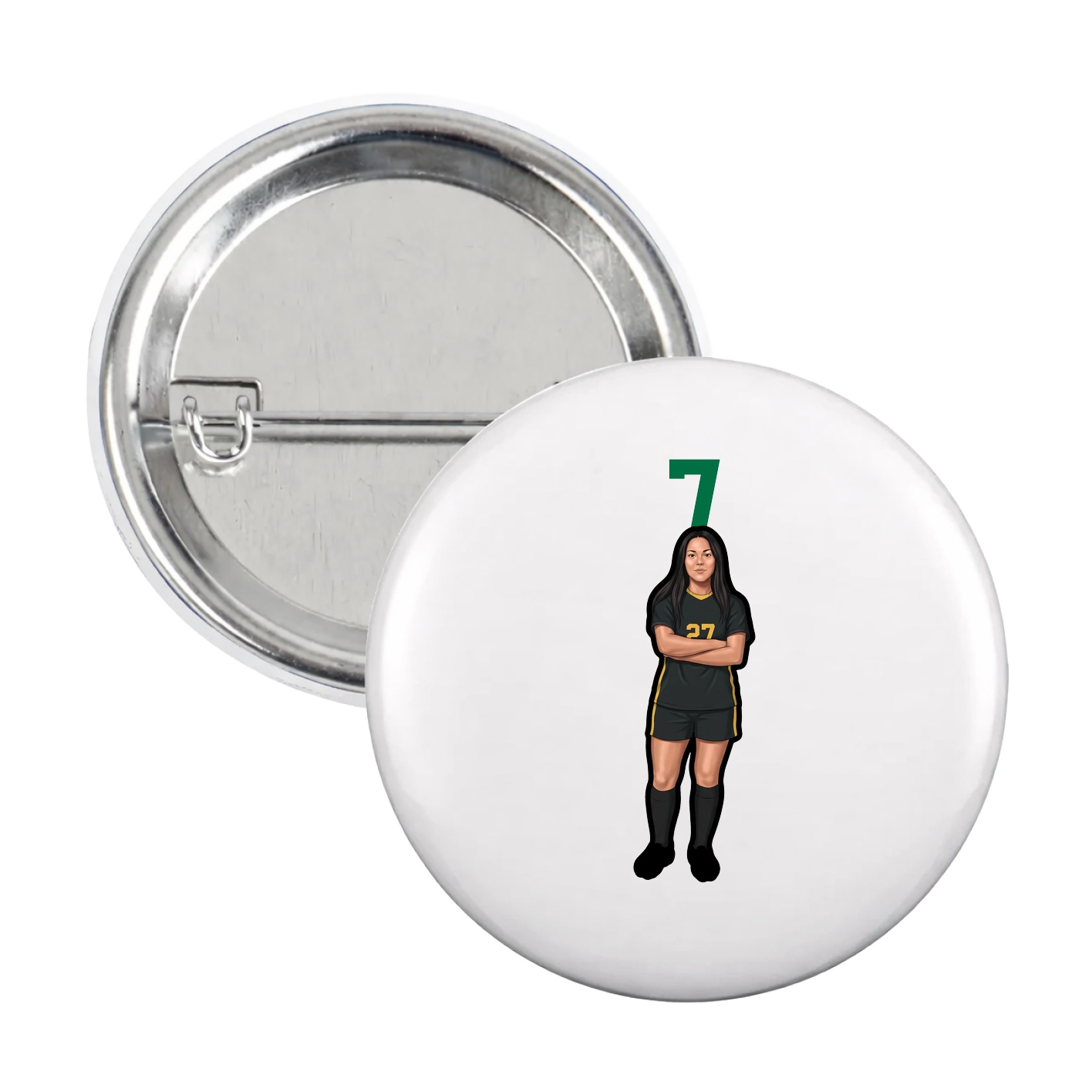 Game Day Button — Number Top in White