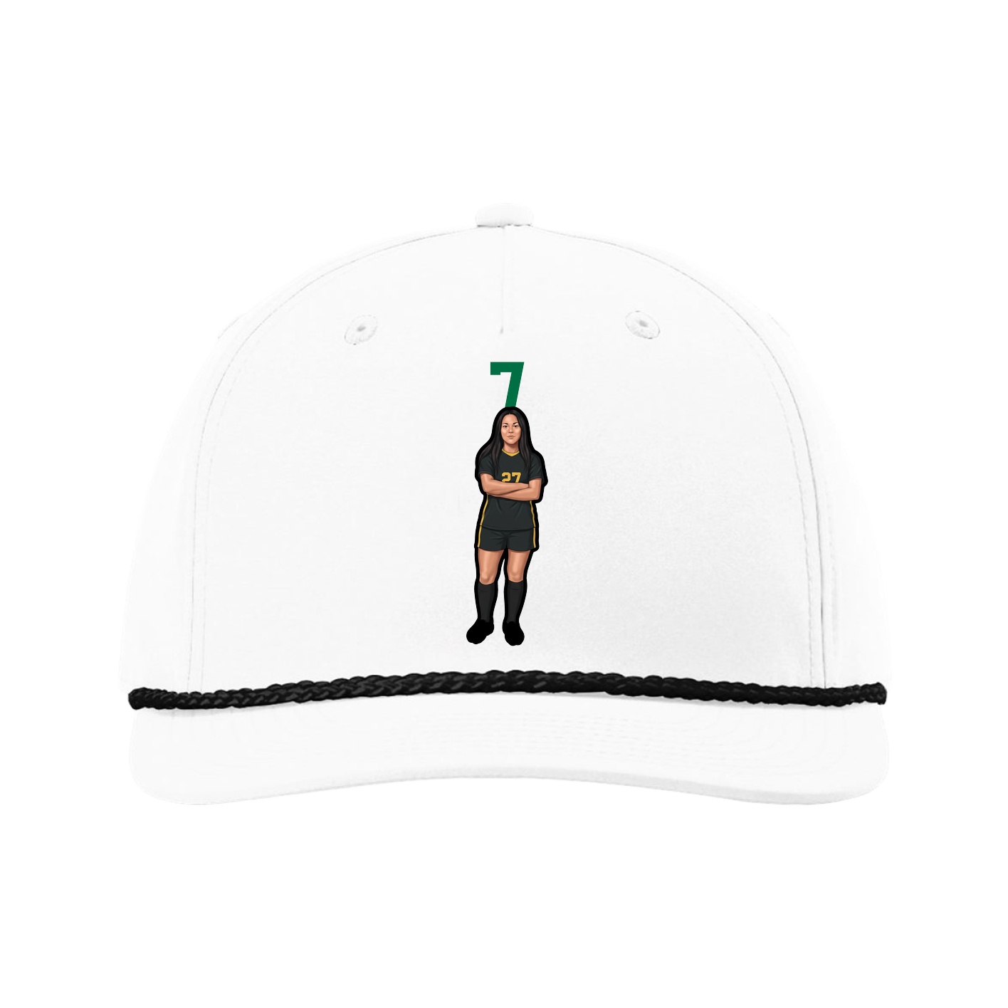 Five-Panel Classic Rope Cap — Number Top in White