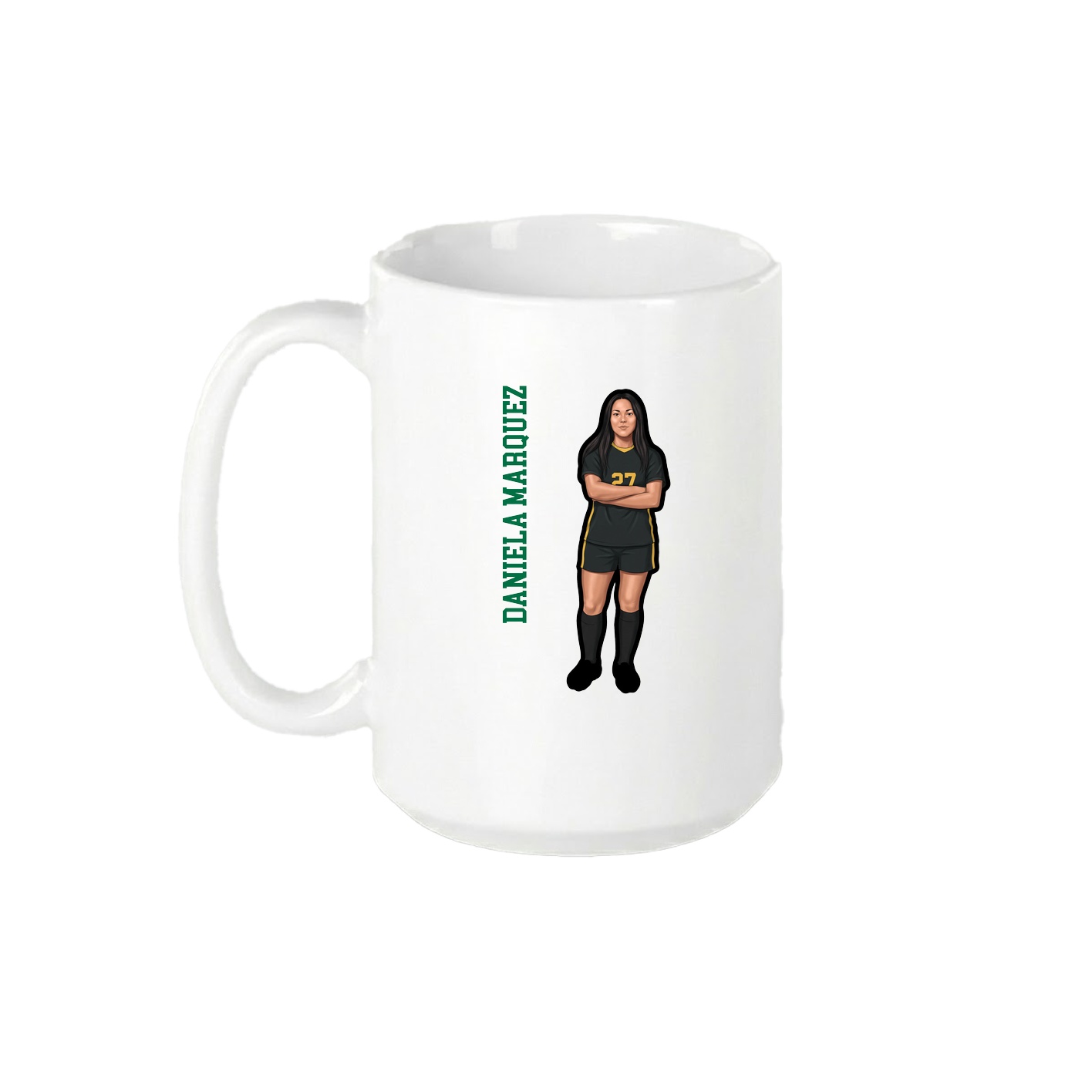 15oz Coffee Mug — Name Vertical in White