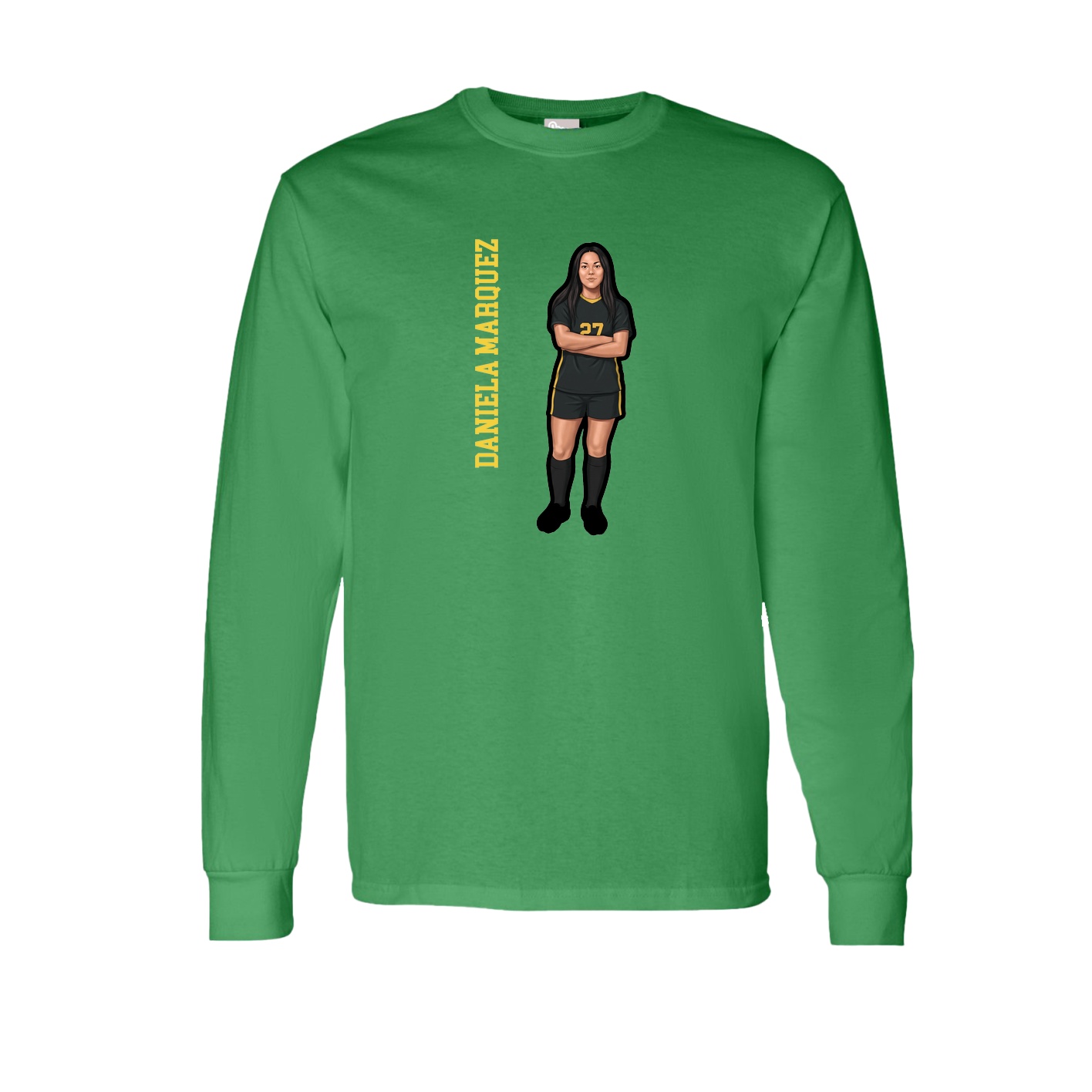 Long Sleeve Tee — Name Vertical in Green