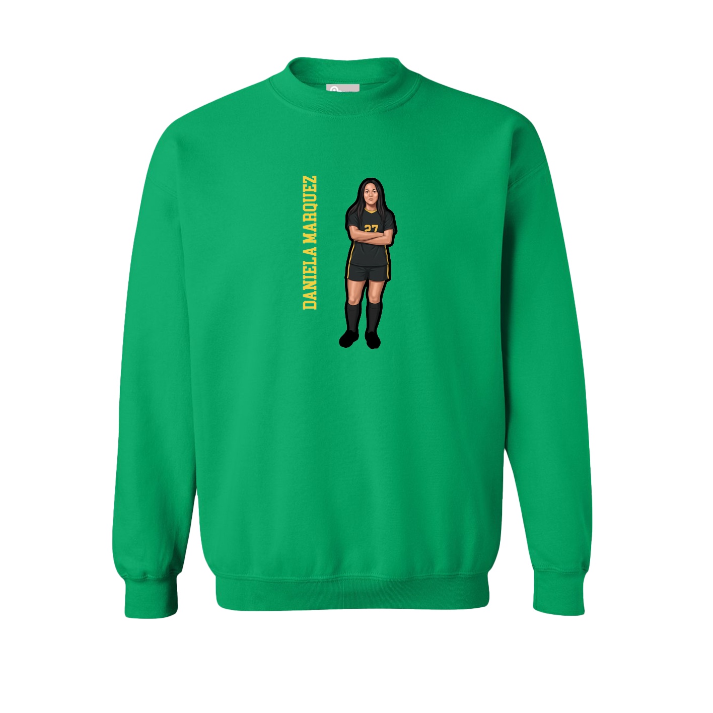 Fleece Crew — Name Vertical in Green