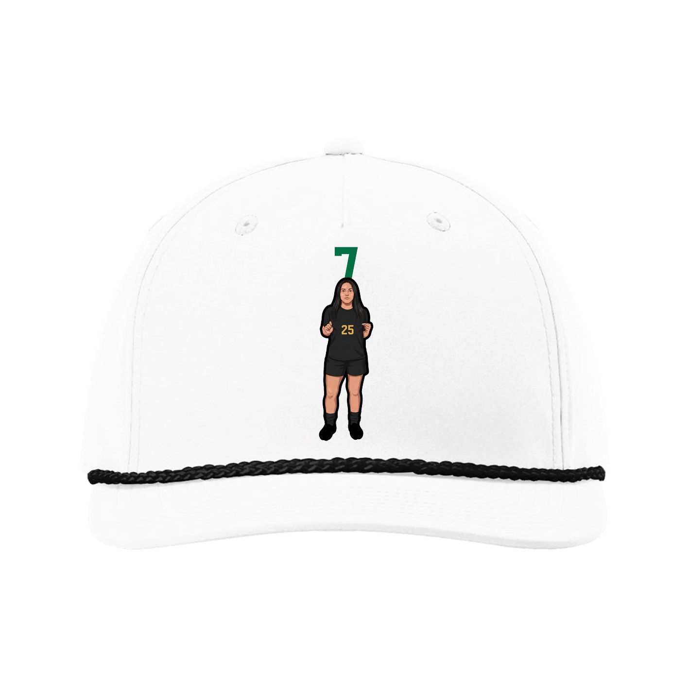 Five-Panel Classic Rope Cap — Number Top in White