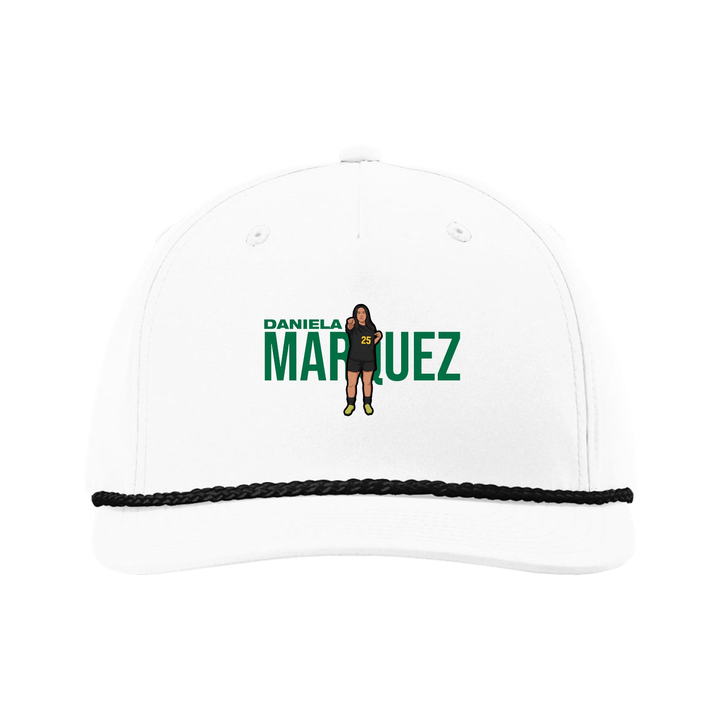 Five-Panel Classic Rope Cap — Player Name in White