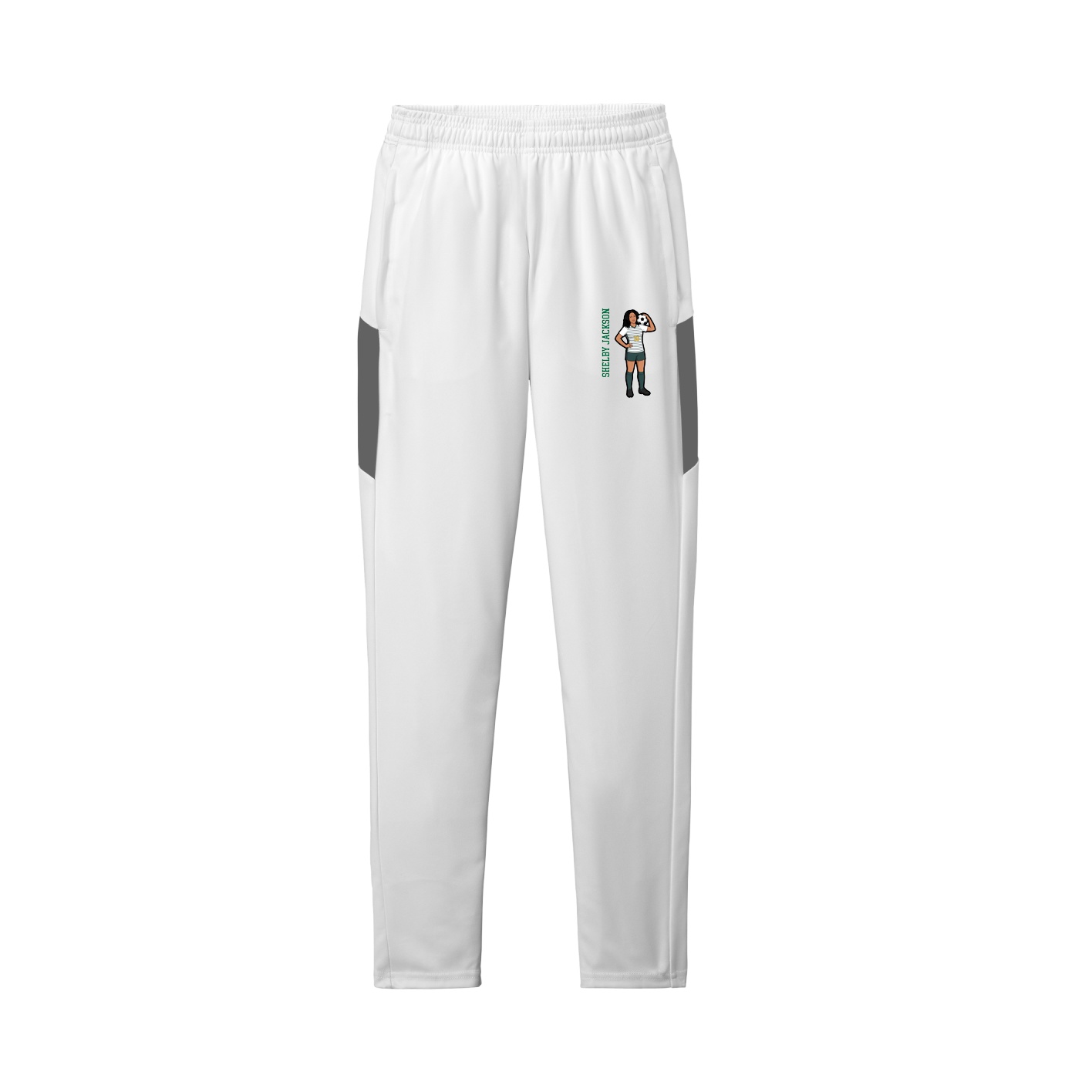 Team Travel Pant — Name Vertical in White/Grey