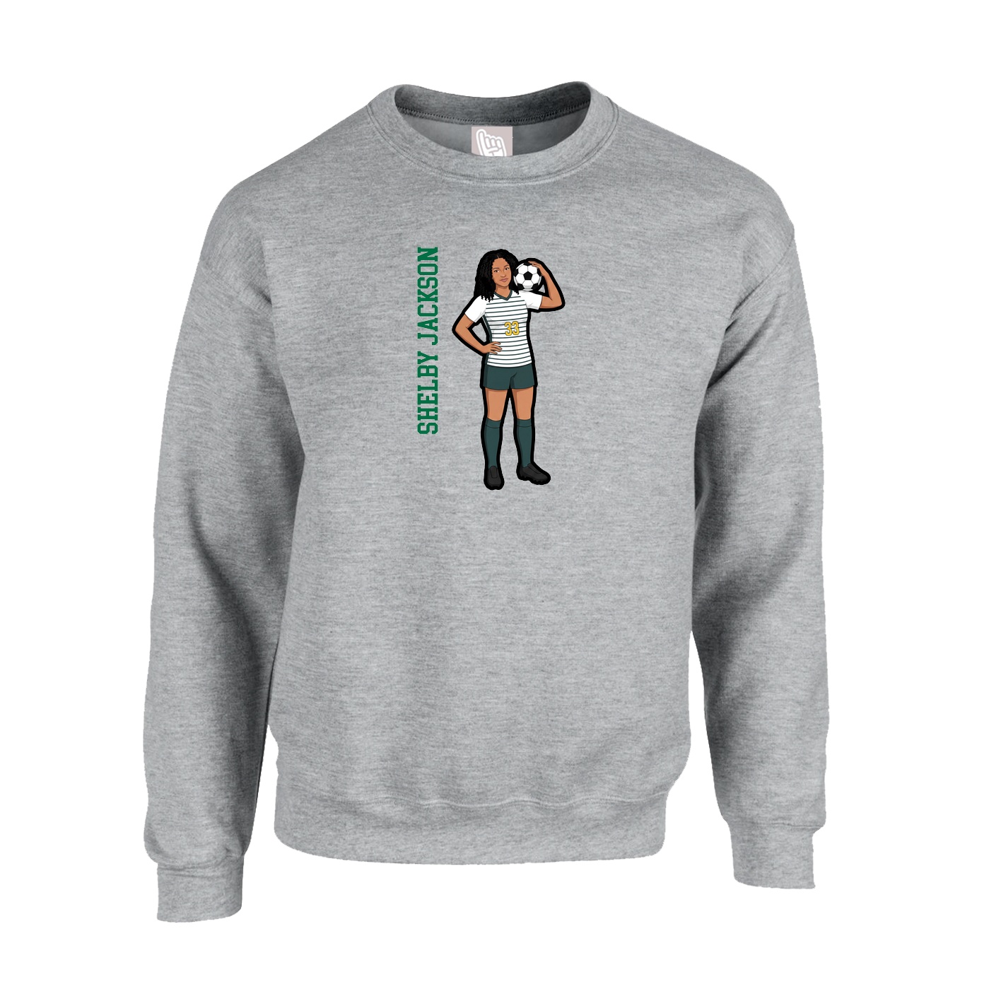 Fleece Crew — Name Vertical in Grey