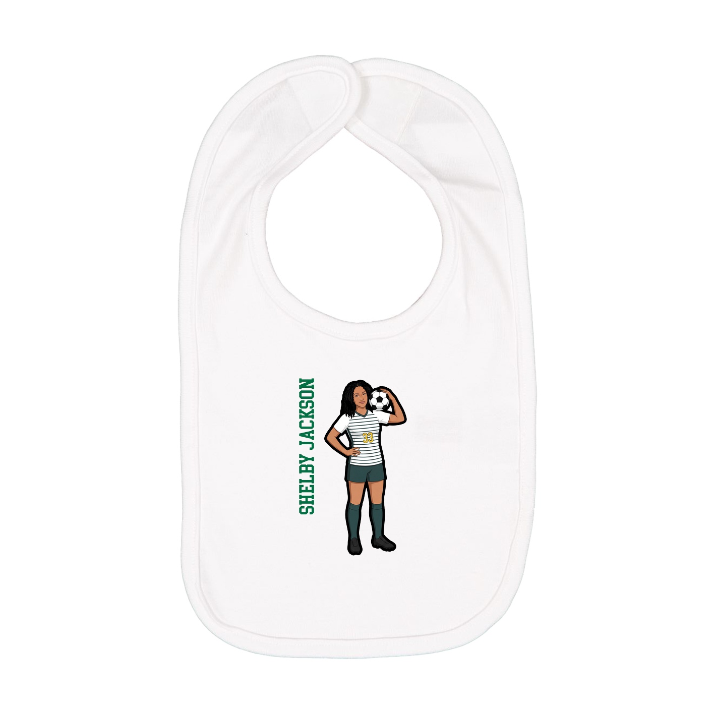 Infant Bib — Name Vertical in White