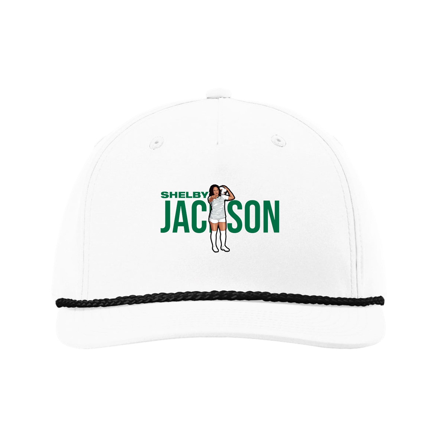 Five-Panel Classic Rope Cap — Player Name in White