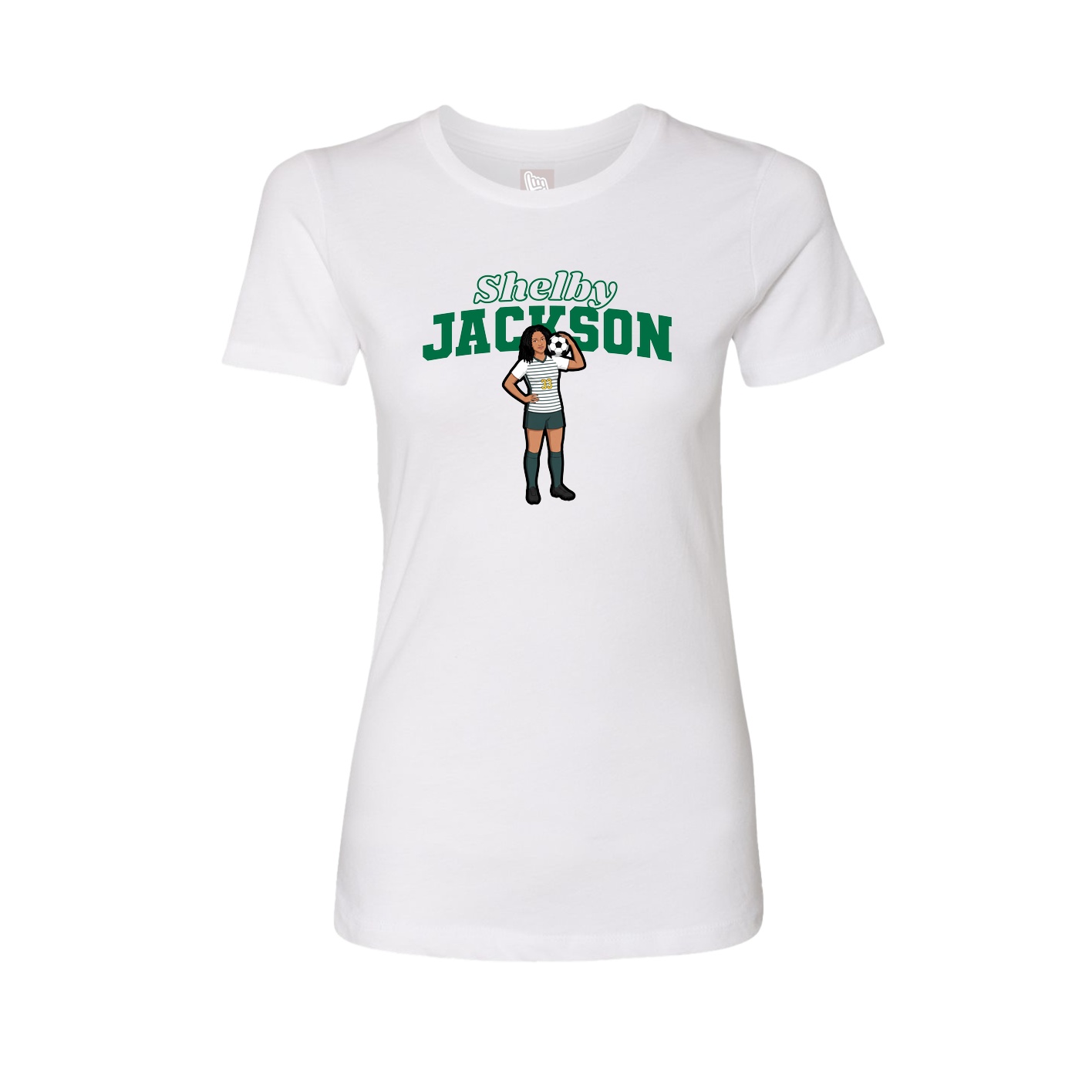 Fitted Women's Tee — Name Arch in White