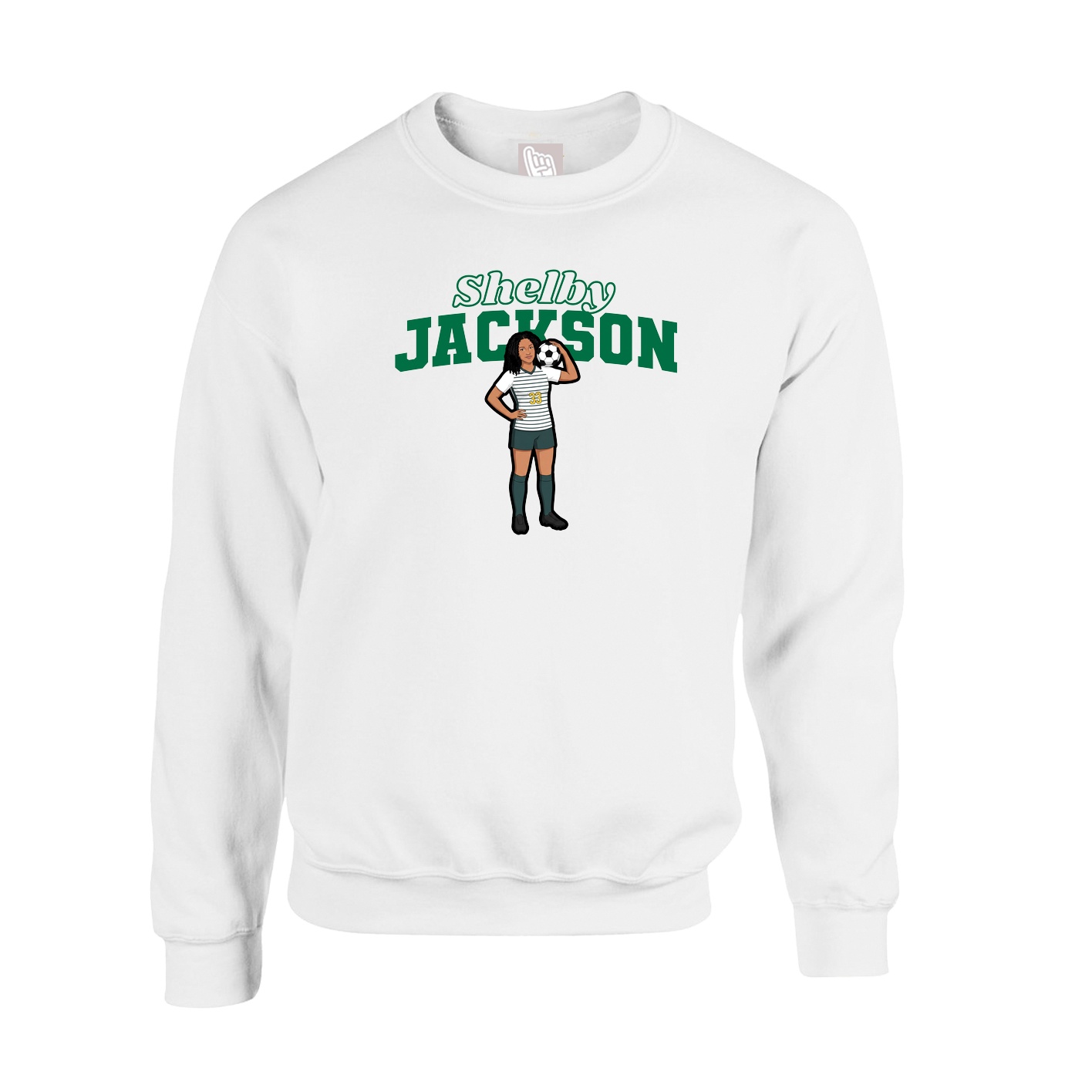 Fleece Crew — Name Arch in White