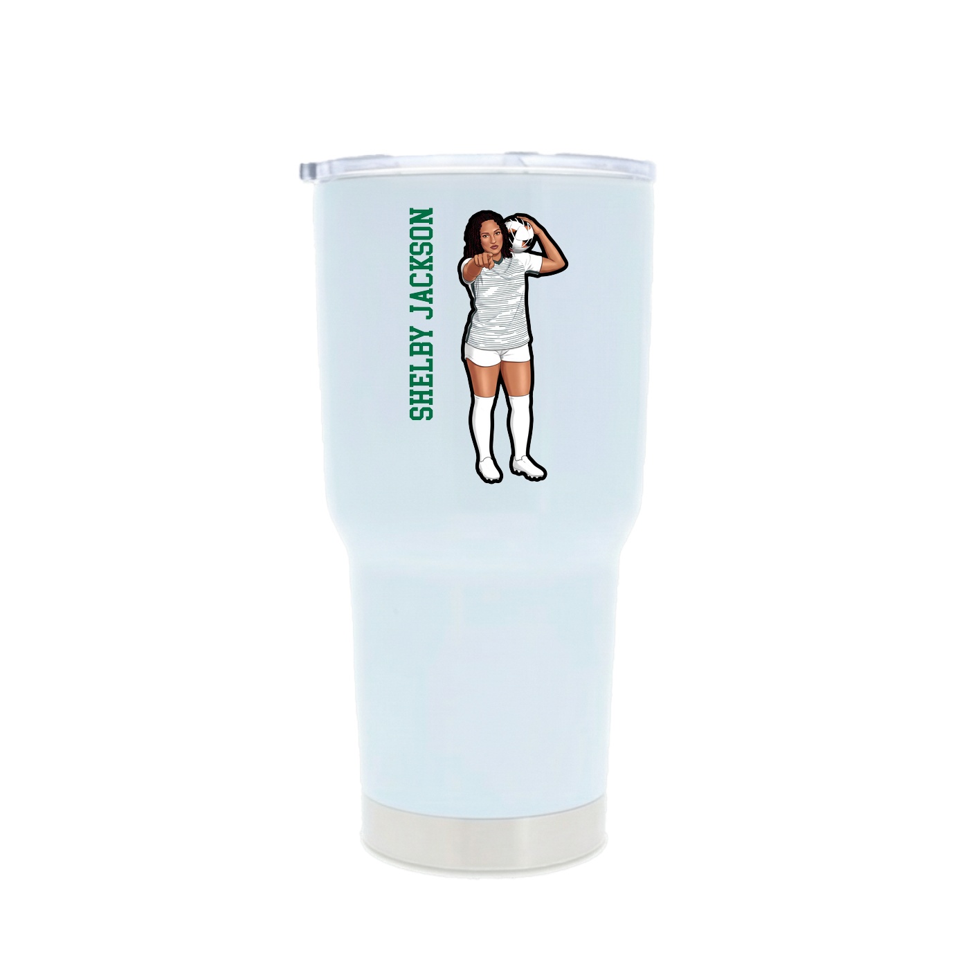 30oz Stainless Steel Tumbler — Name Vertical in White