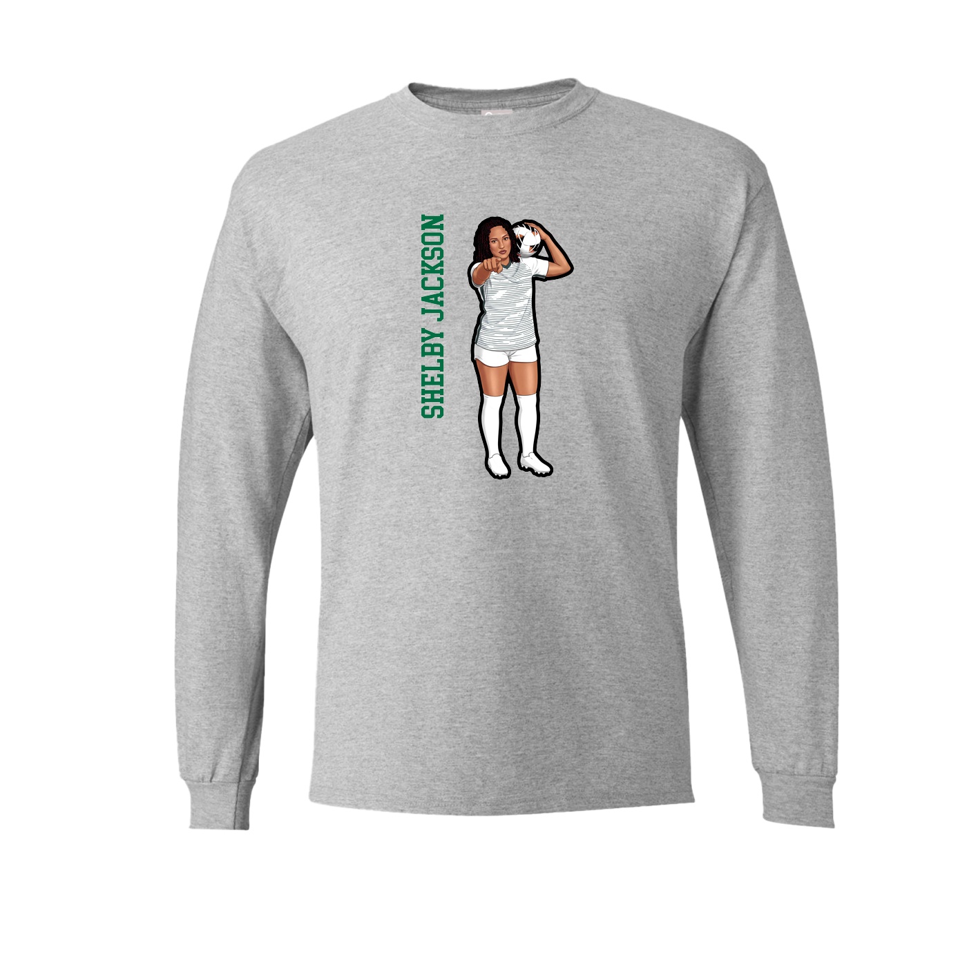 Long Sleeve Tee — Name Vertical in Grey