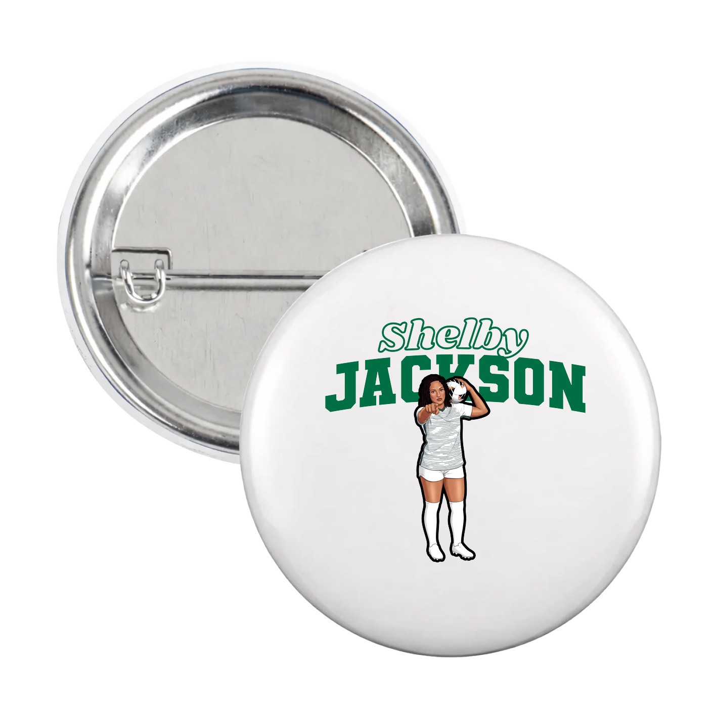 Game Day Button — Name Arch in White