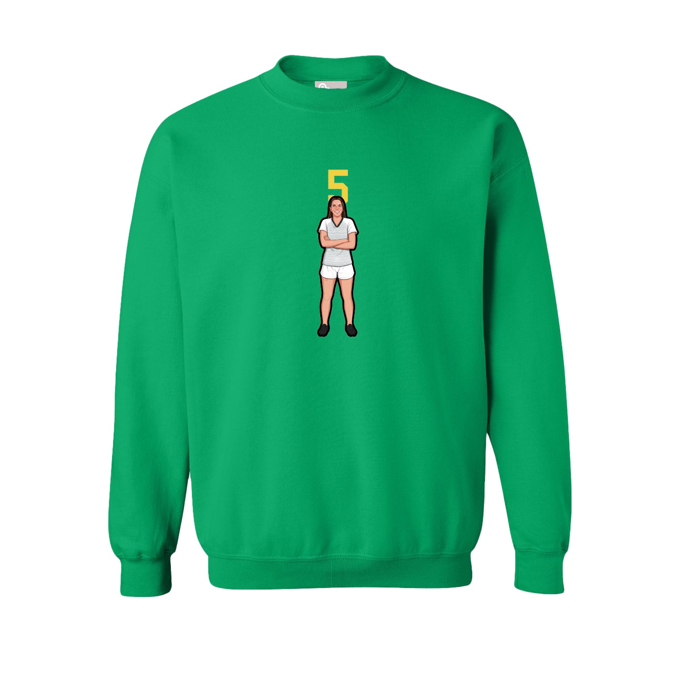 Fleece Crew — Number Top in Green