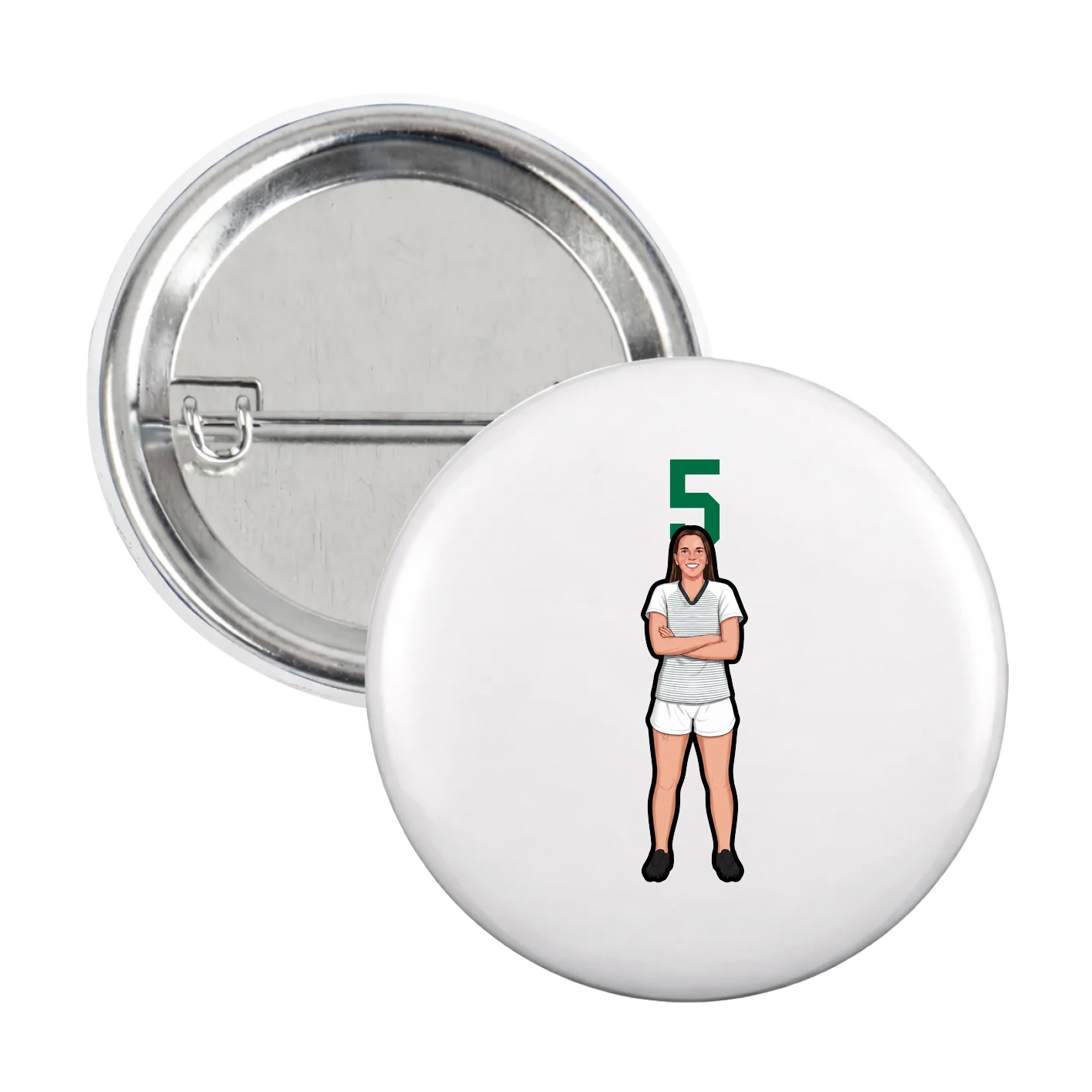 Game Day Button — Number Top in White