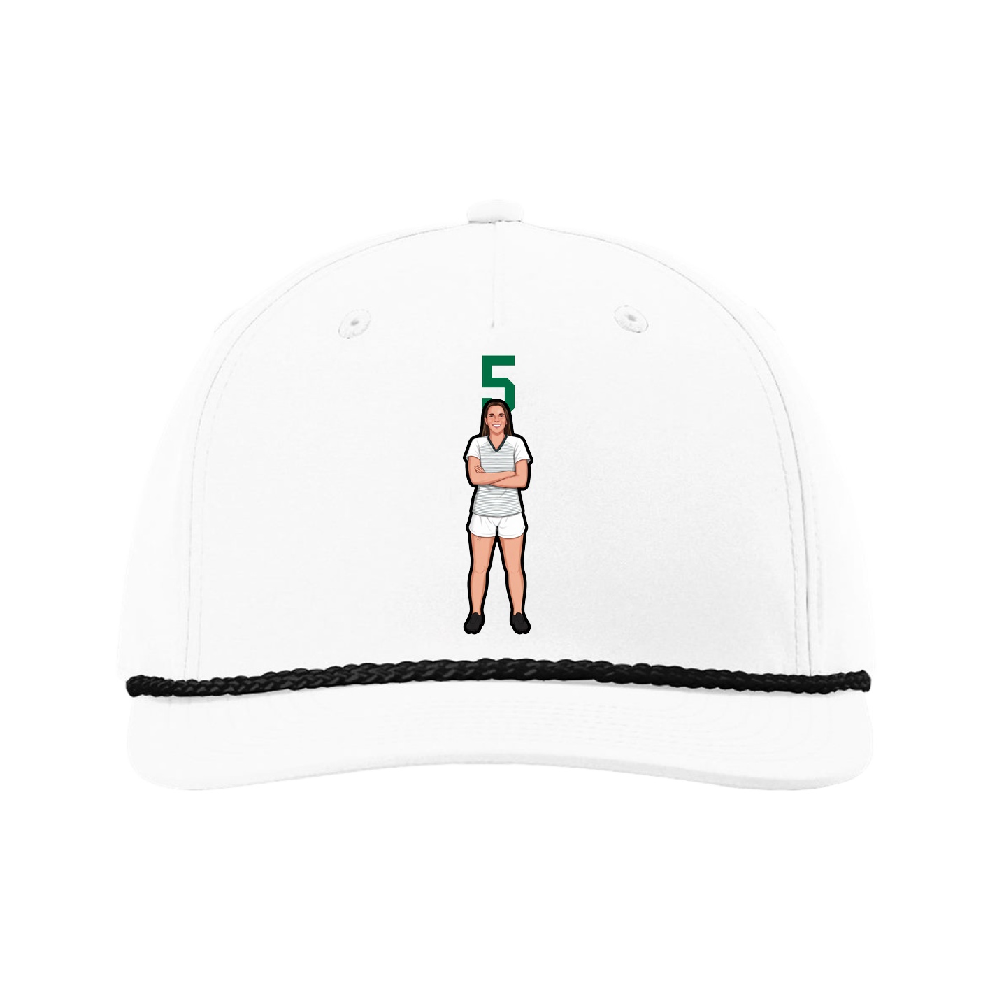 Five-Panel Classic Rope Cap — Number Top in White