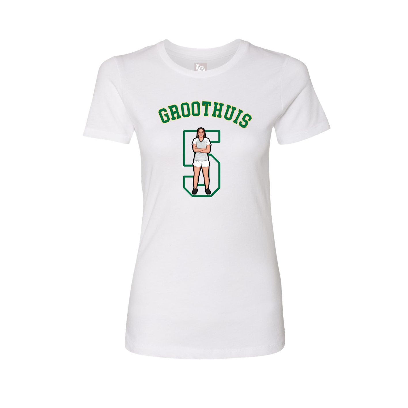 Fitted Women's Tee — Shirsey Arch in White
