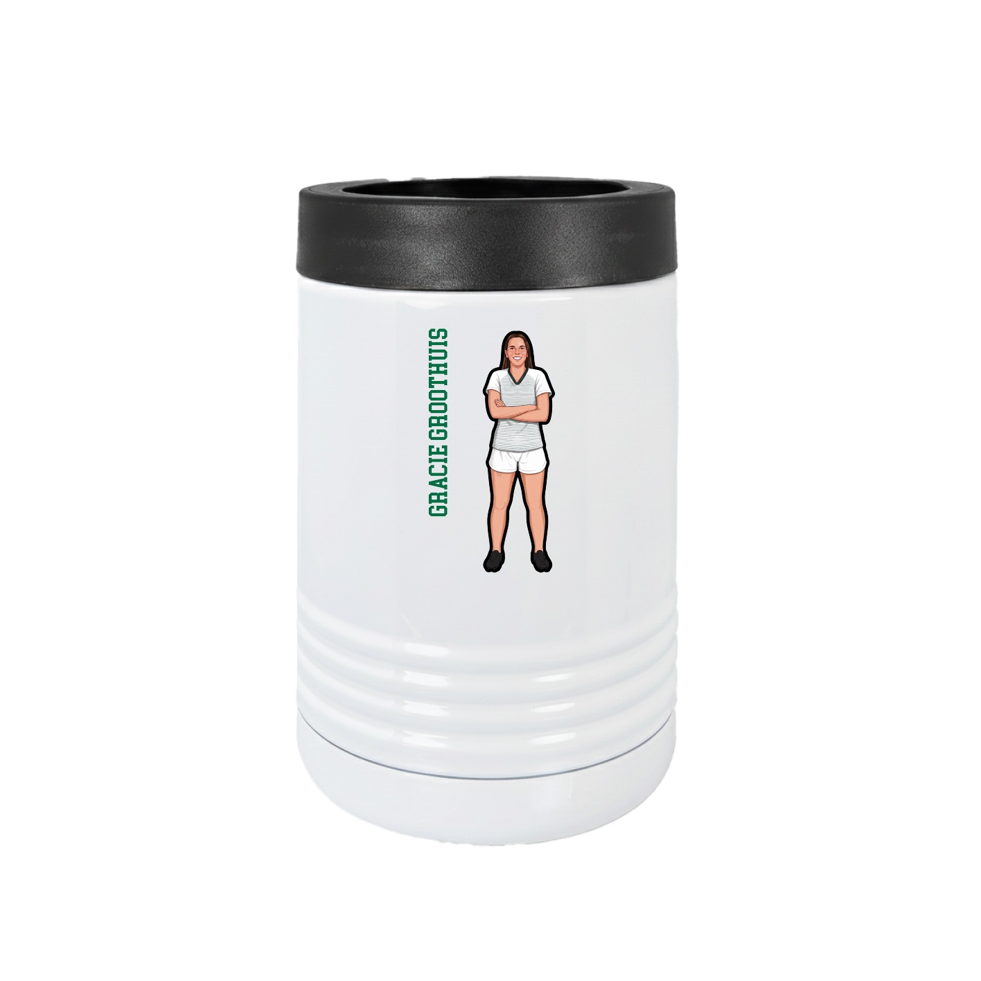 Beverage Holder — Name Vertical in White