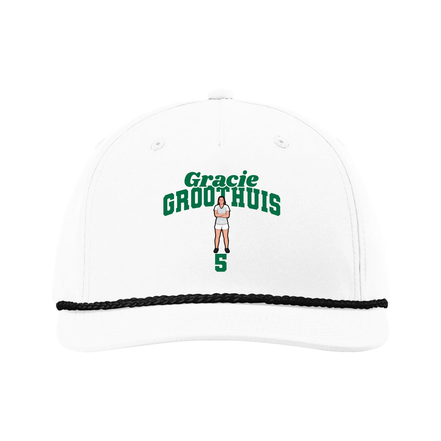 Five-Panel Classic Rope Cap — Signature Arch in White