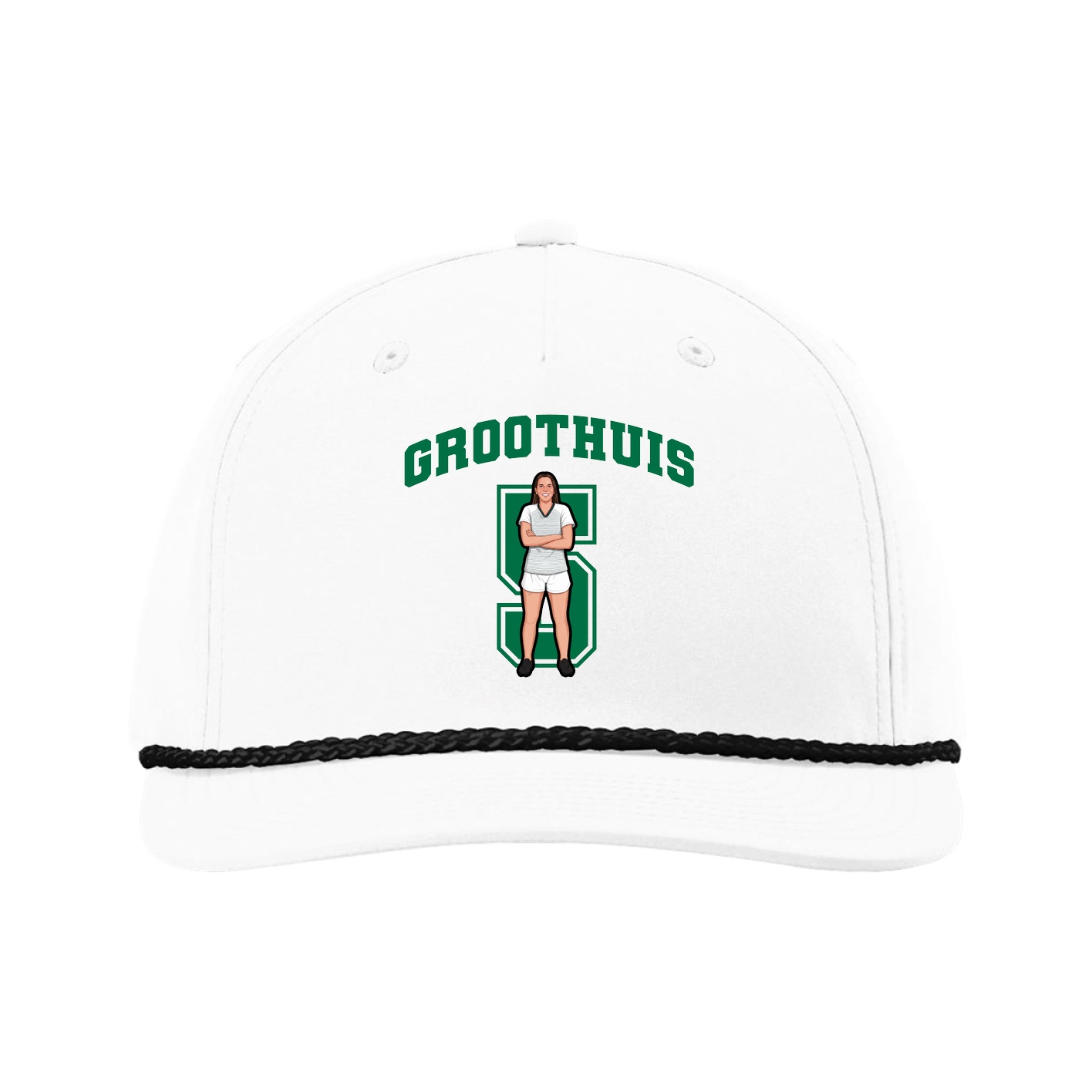 Five-Panel Classic Rope Cap — Number in White
