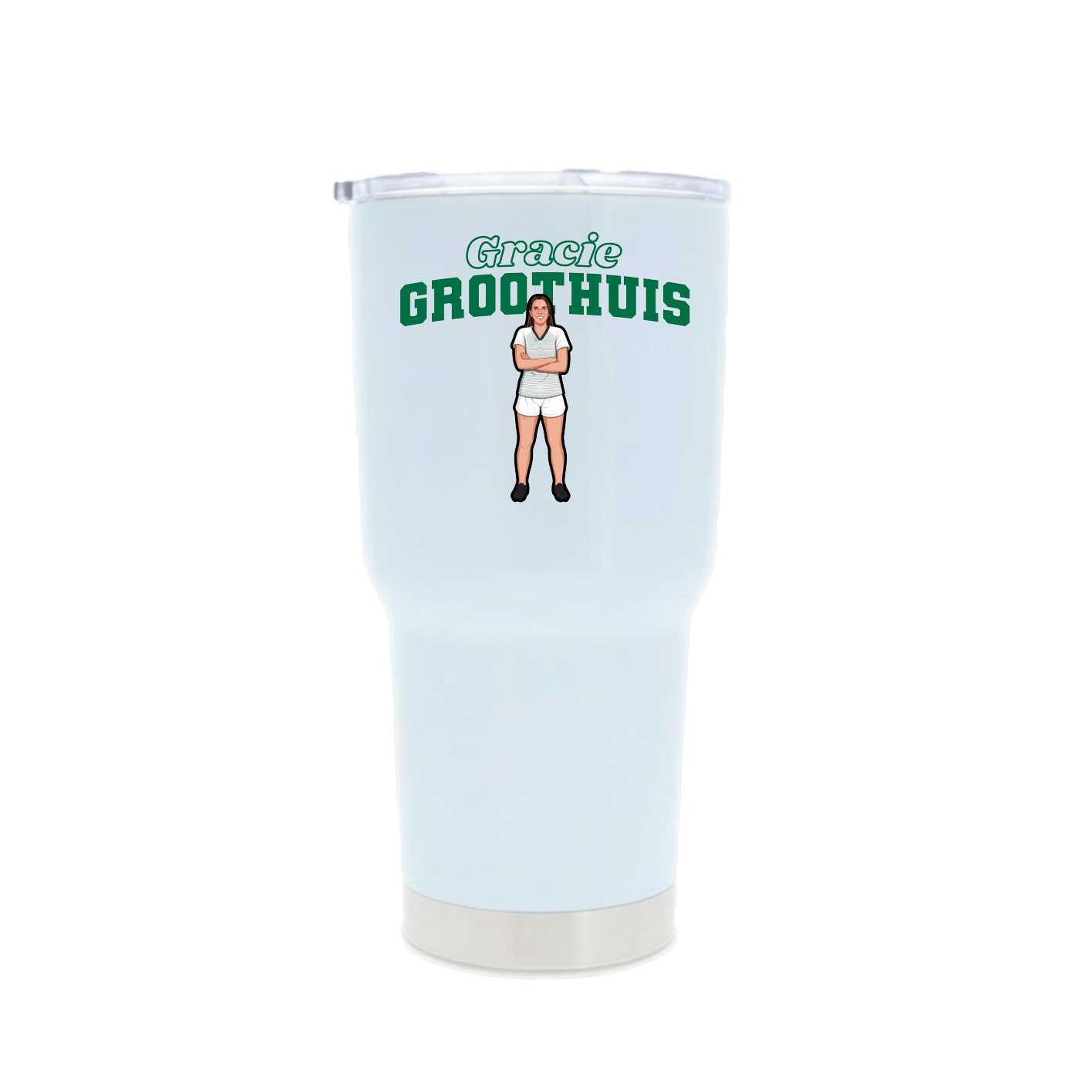 30oz Stainless Steel Tumbler — Name Arch in White