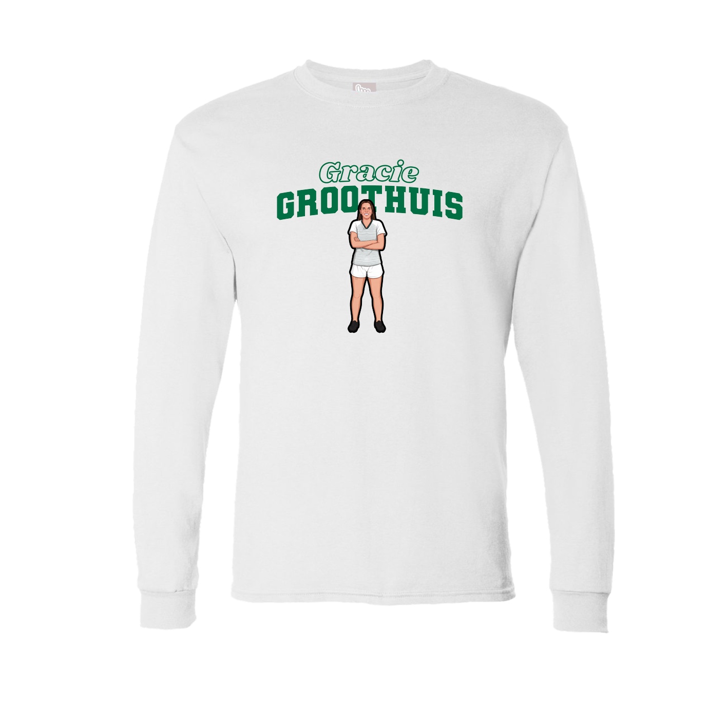Long Sleeve Tee — Name Arch in White