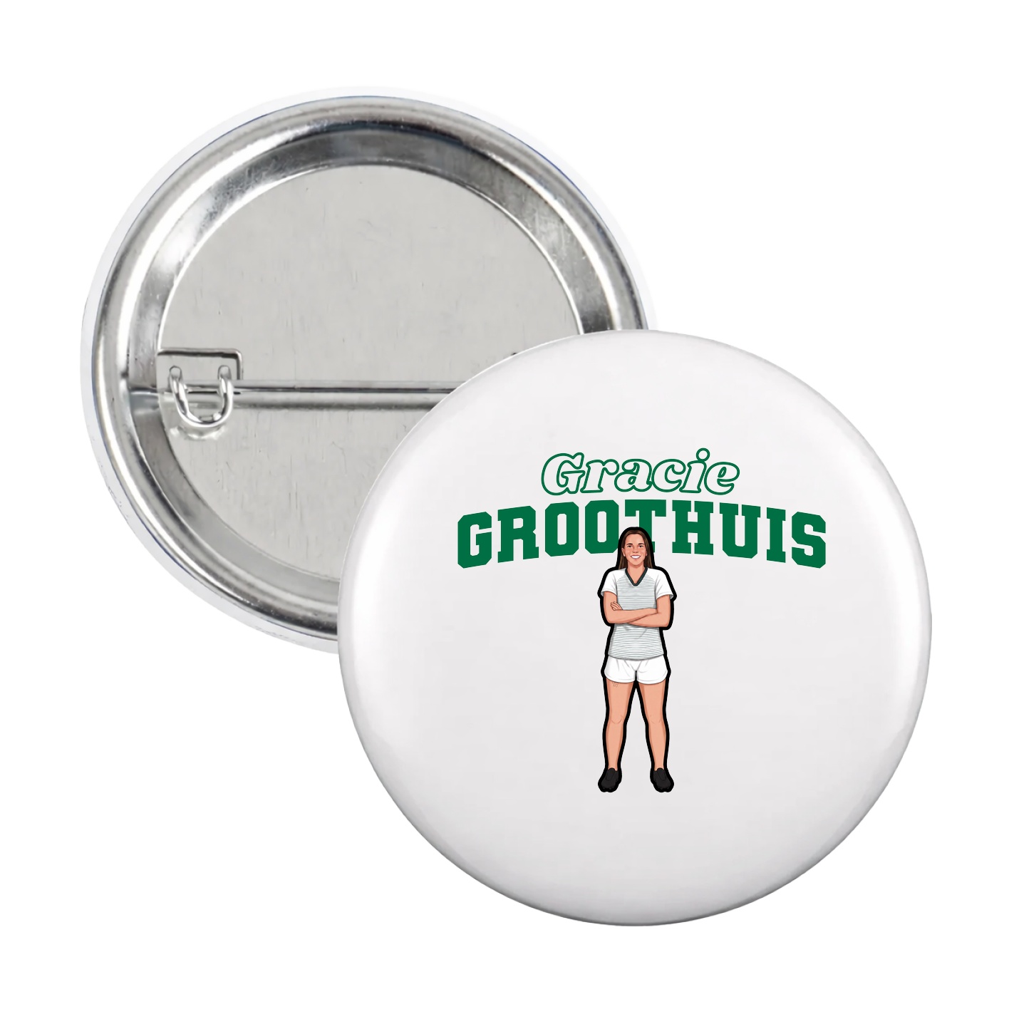 Game Day Button — Name Arch in White