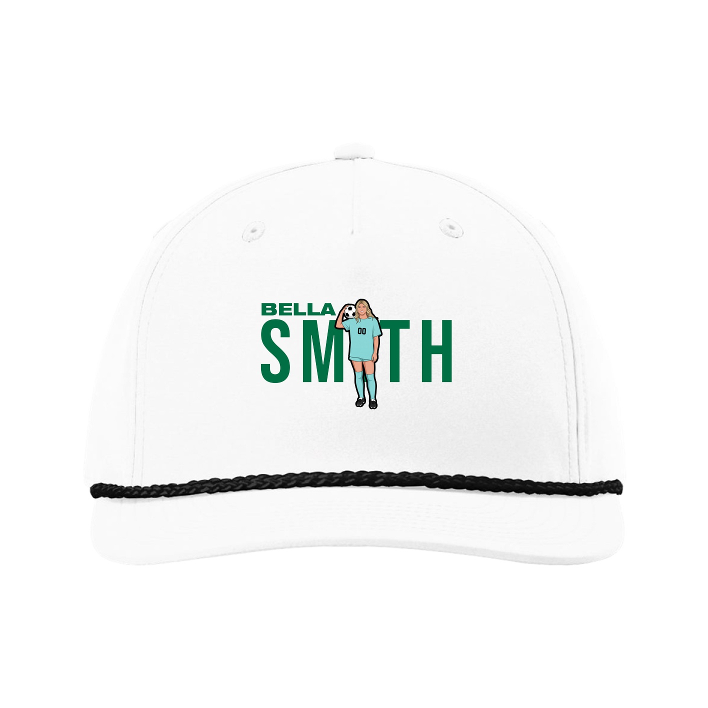 Five-Panel Classic Rope Cap — Player Name in White