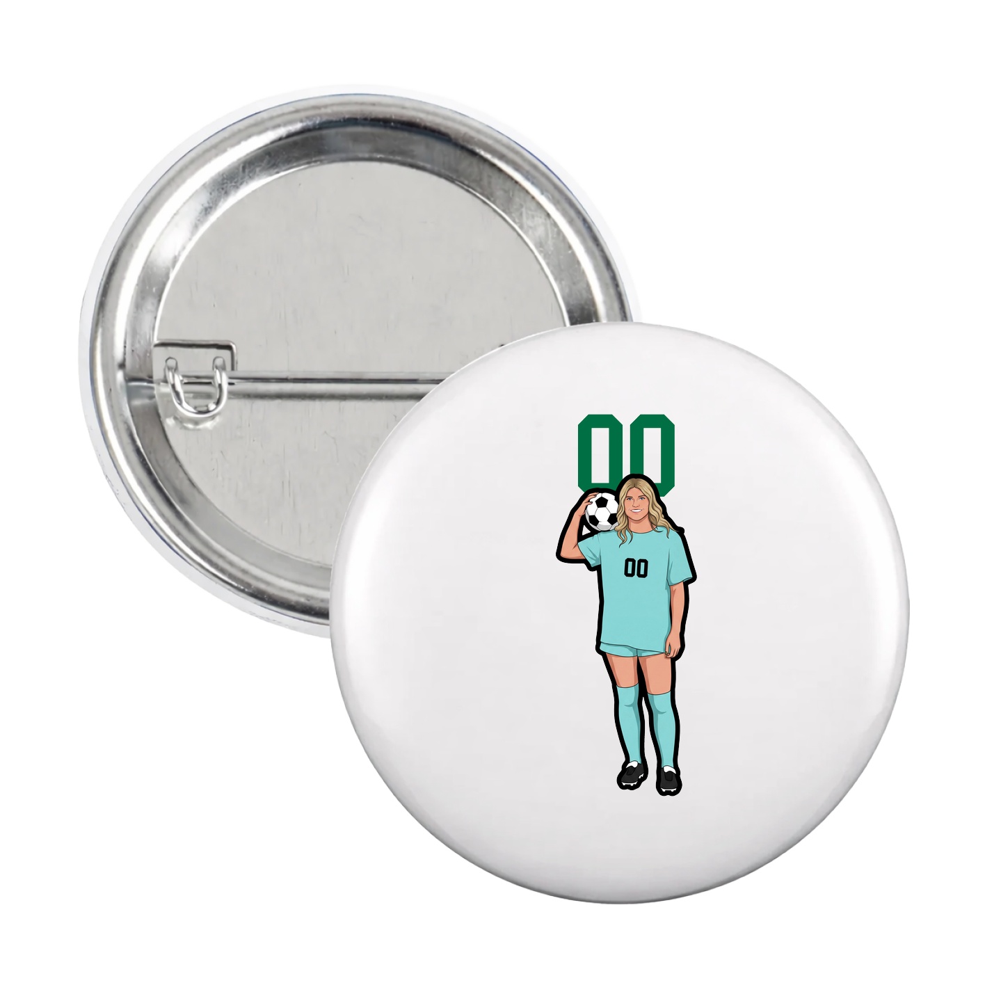 Game Day Button — Number Top in White