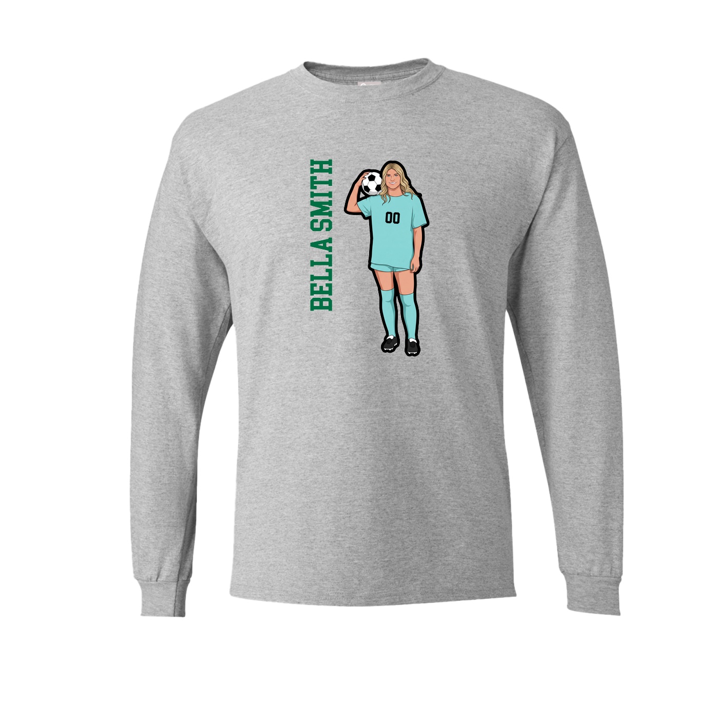 Long Sleeve Tee — Name Vertical in Grey