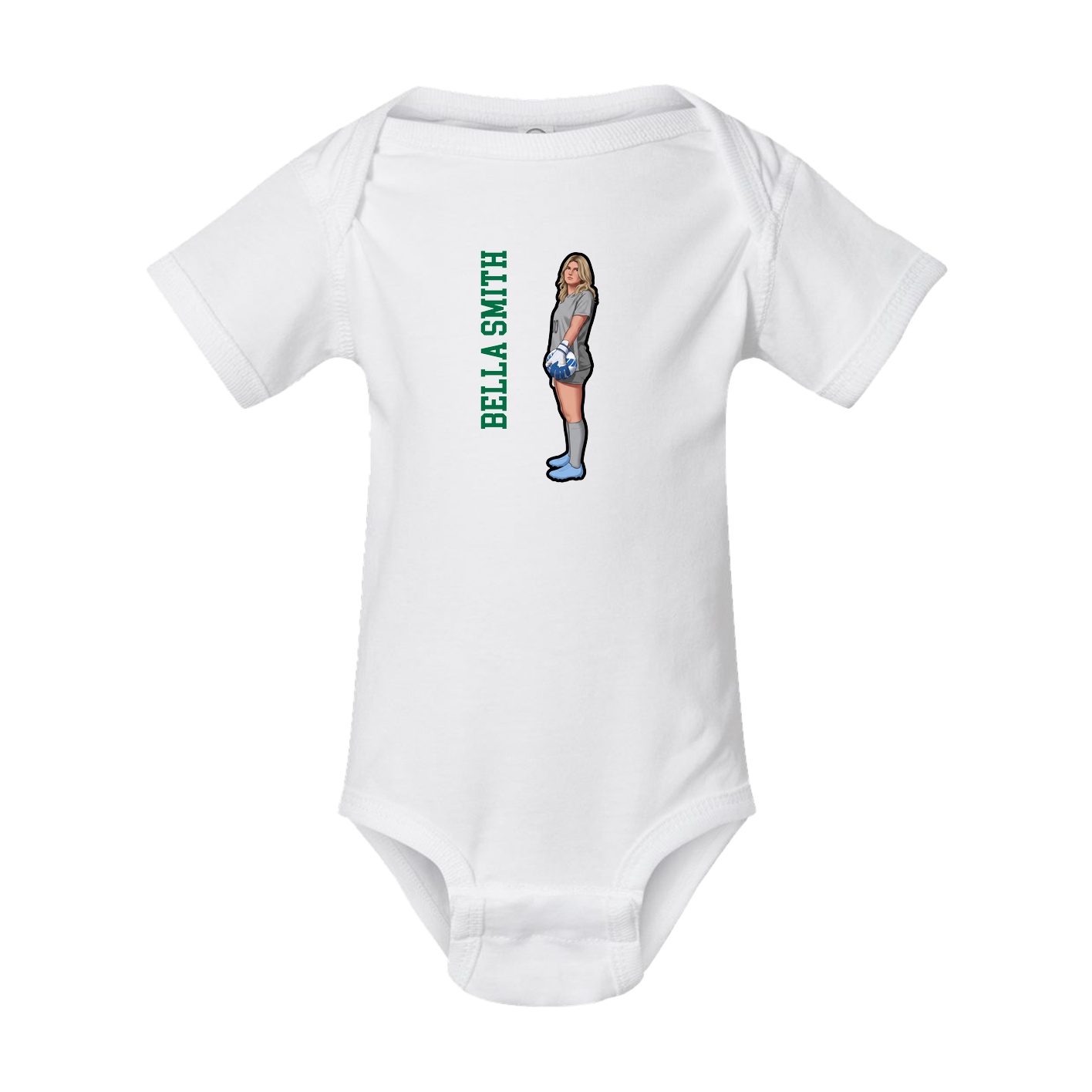 Baby Onesie — Name Vertical in White