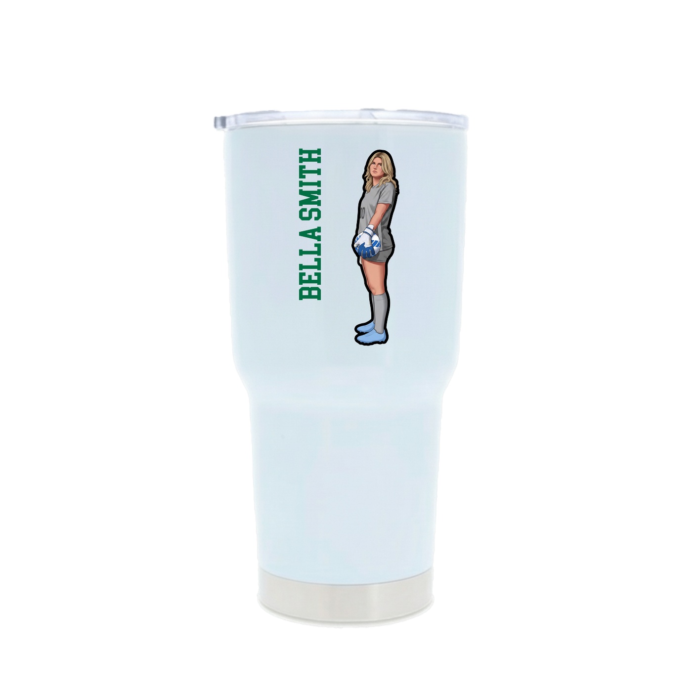 30oz Stainless Steel Tumbler — Name Vertical in White