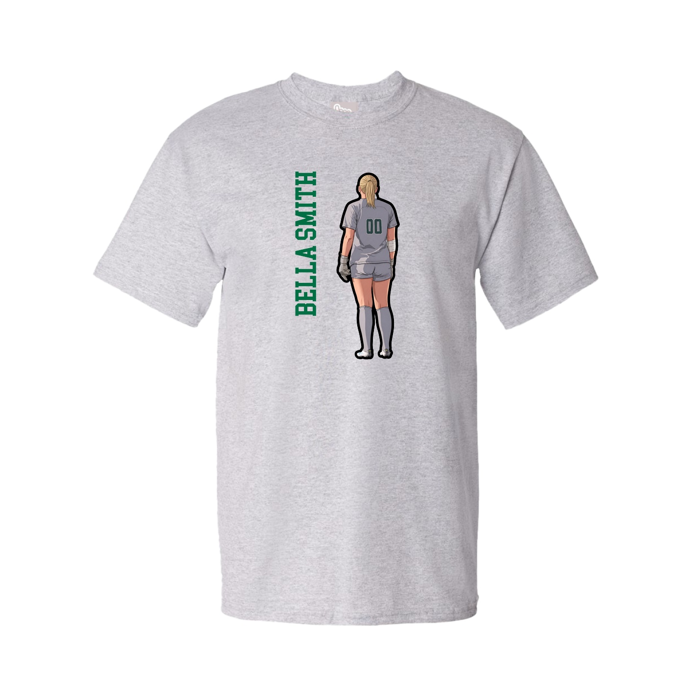 Youth Tee — Name Vertical in Grey