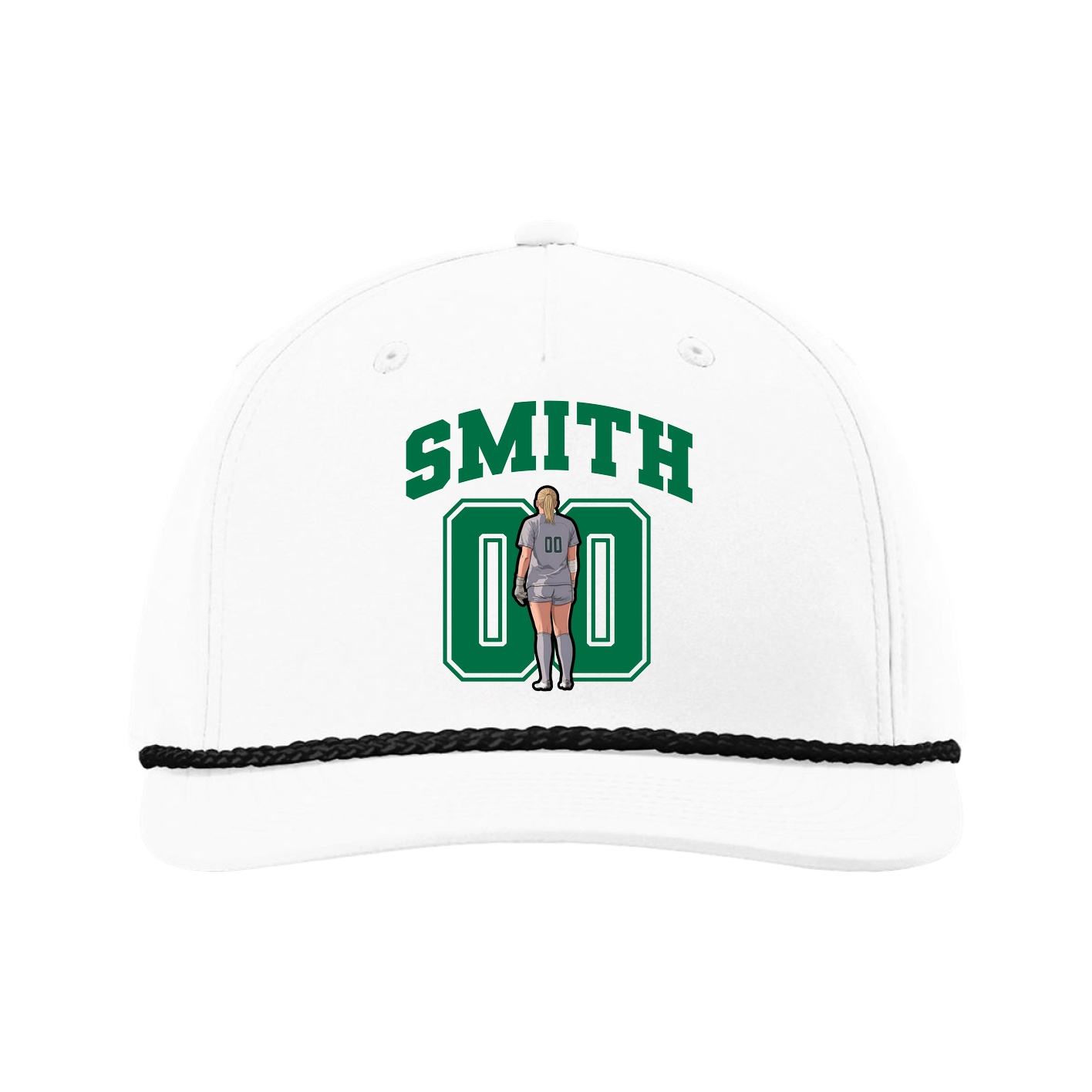 Five-Panel Classic Rope Cap — Number in White