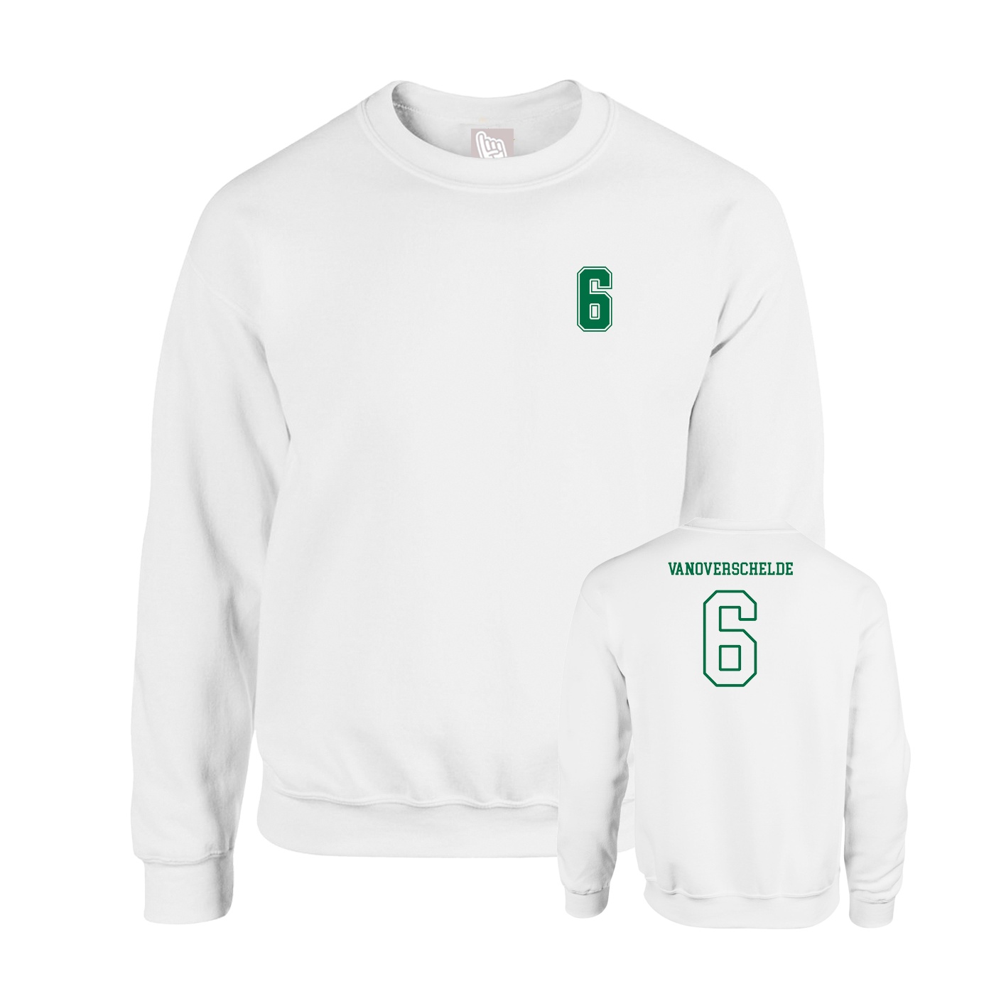 Fleece Crew — Chest Back in White