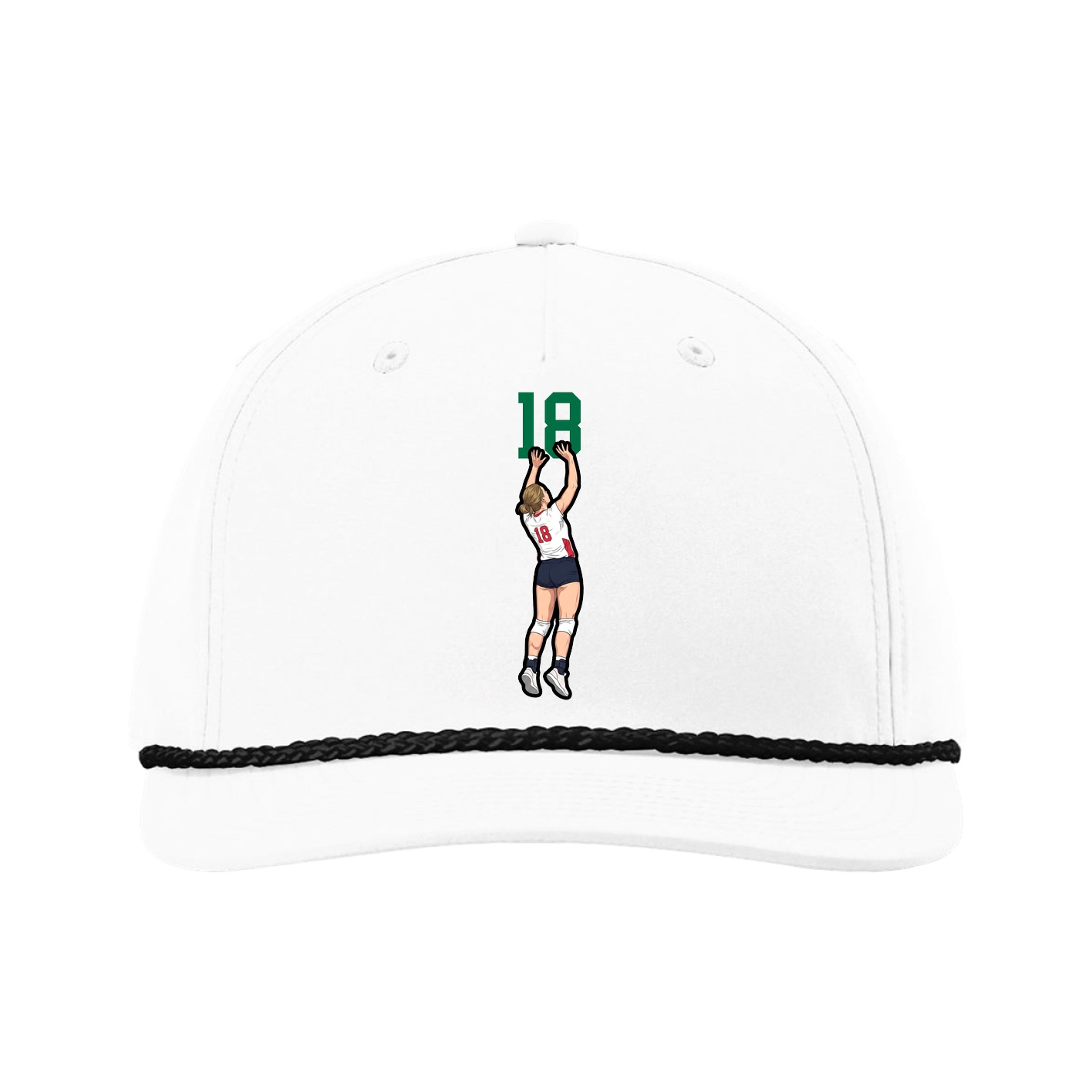 Five-Panel Classic Rope Cap — Number Top in White