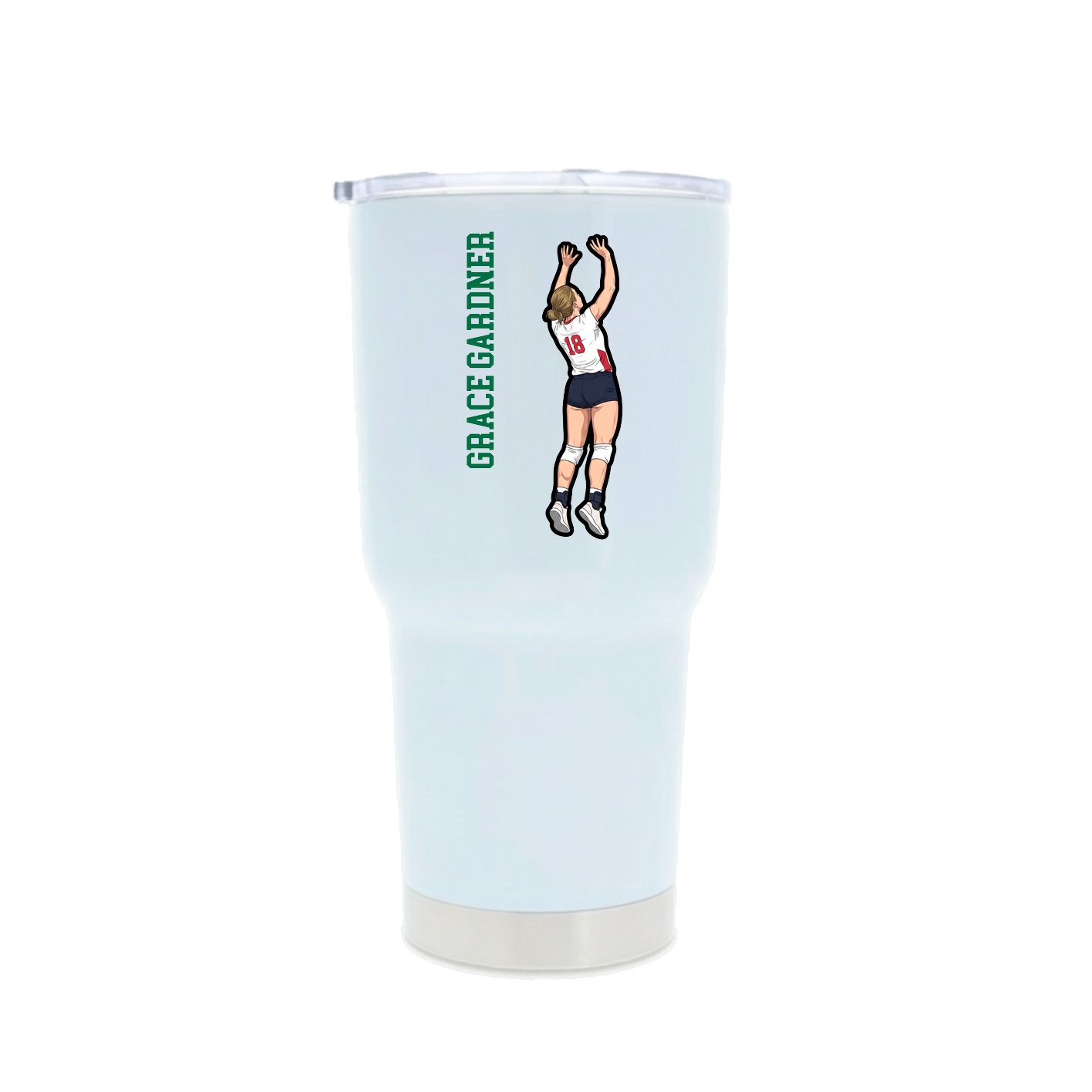30oz Stainless Steel Tumbler — Name Vertical in White