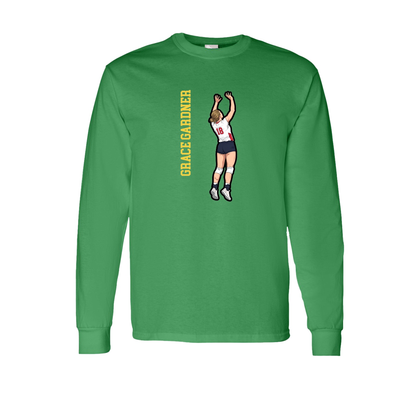 Long Sleeve Tee — Name Vertical in Green