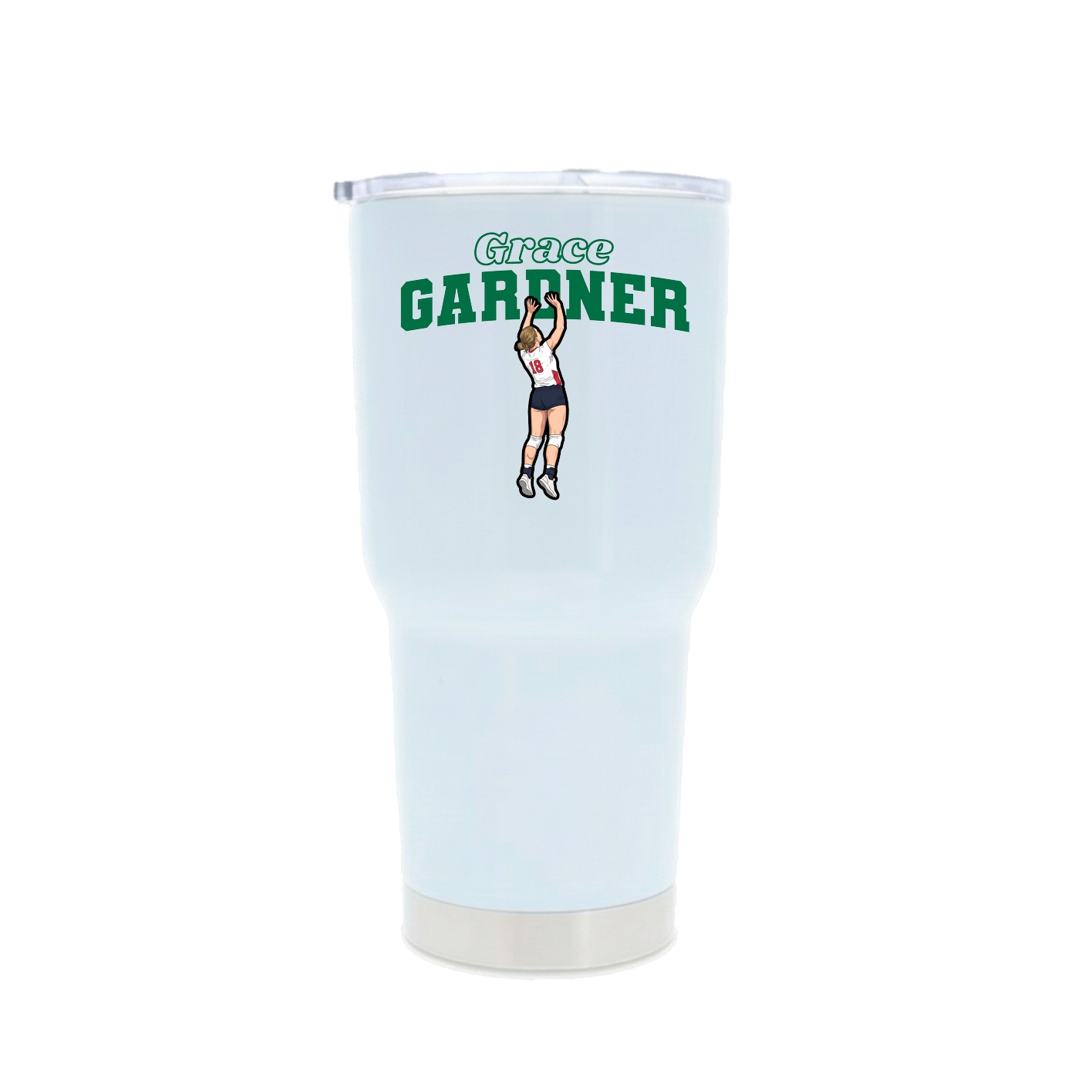 30oz Stainless Steel Tumbler — Name Arch in White