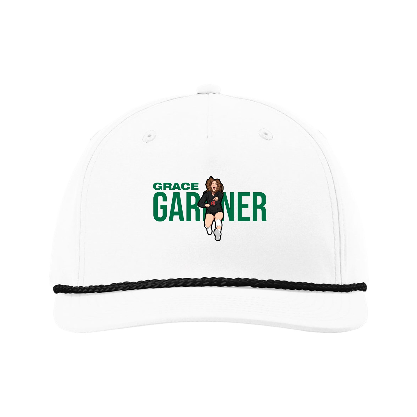 Five-Panel Classic Rope Cap — Player Name in White