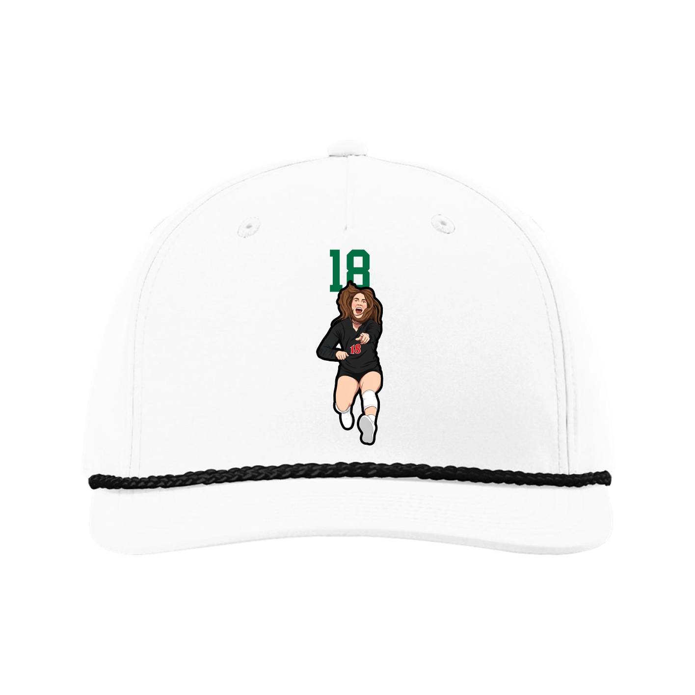 Five-Panel Classic Rope Cap — Number Top in White
